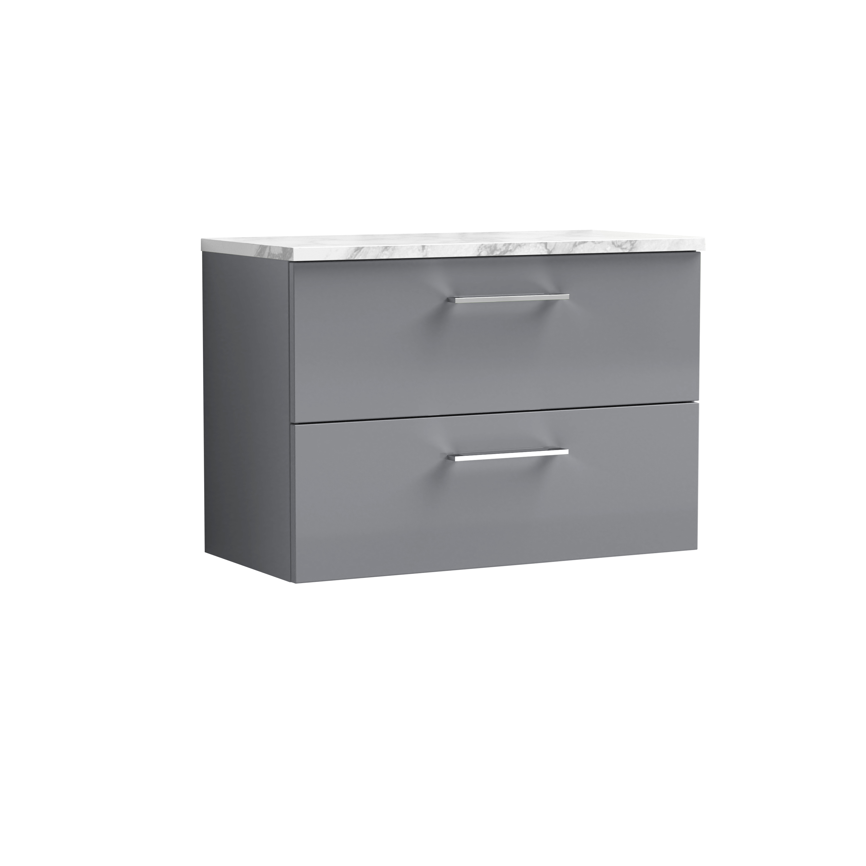 Nuie Arno Satin Grey 800mm Wall Hung 2 Drawer Vanity Unit and Laminate Worktop ARN2226LCM