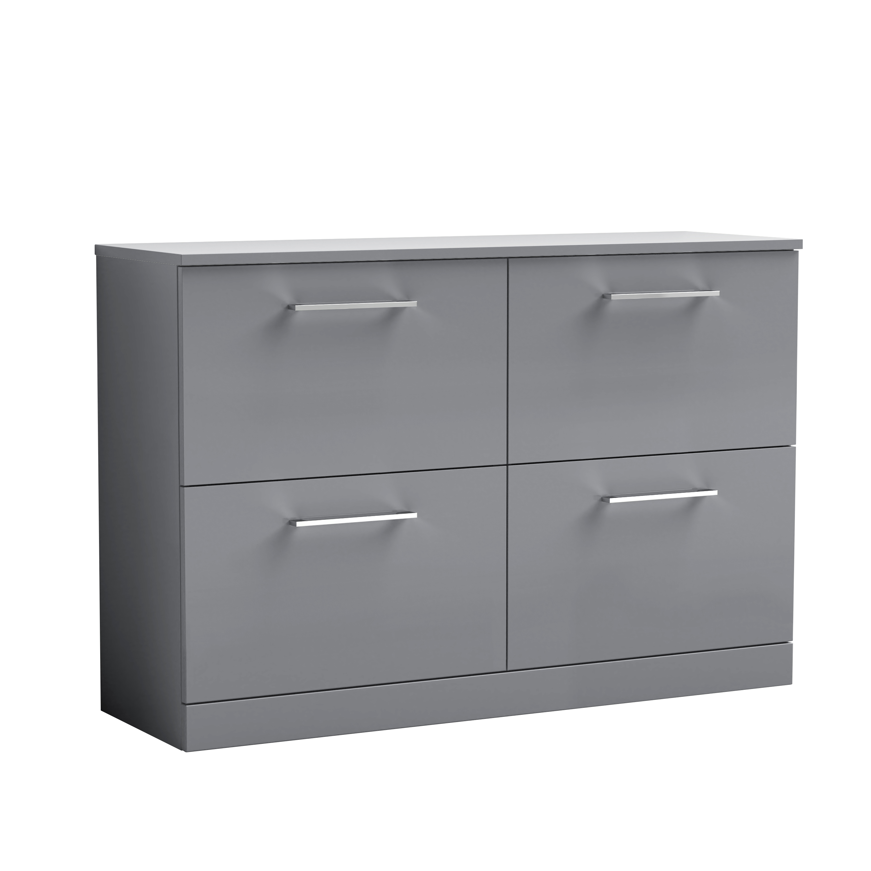 Nuie Arno Satin Grey 1200mm Floor Standing 4 Drawer Vanity Unit and Worktop ARN2233W2