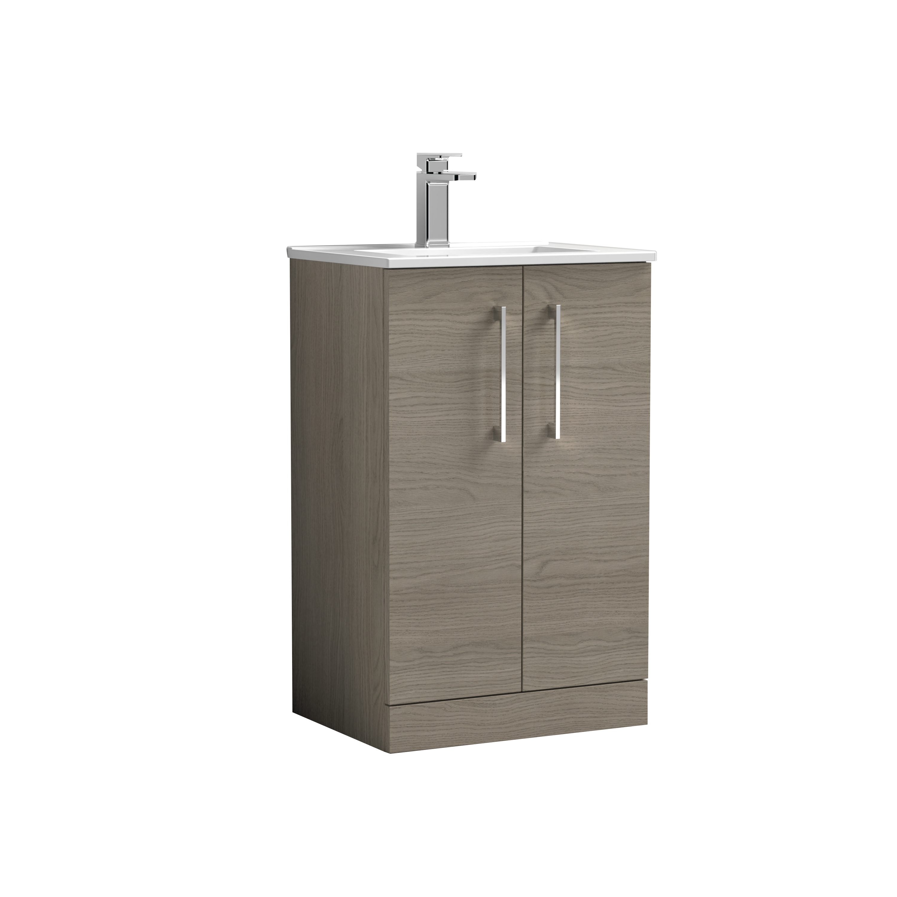 Nuie Arno Solace Oak 500mm Floor Standing 2 Door Vanity Unit and Basin ARN2501B
