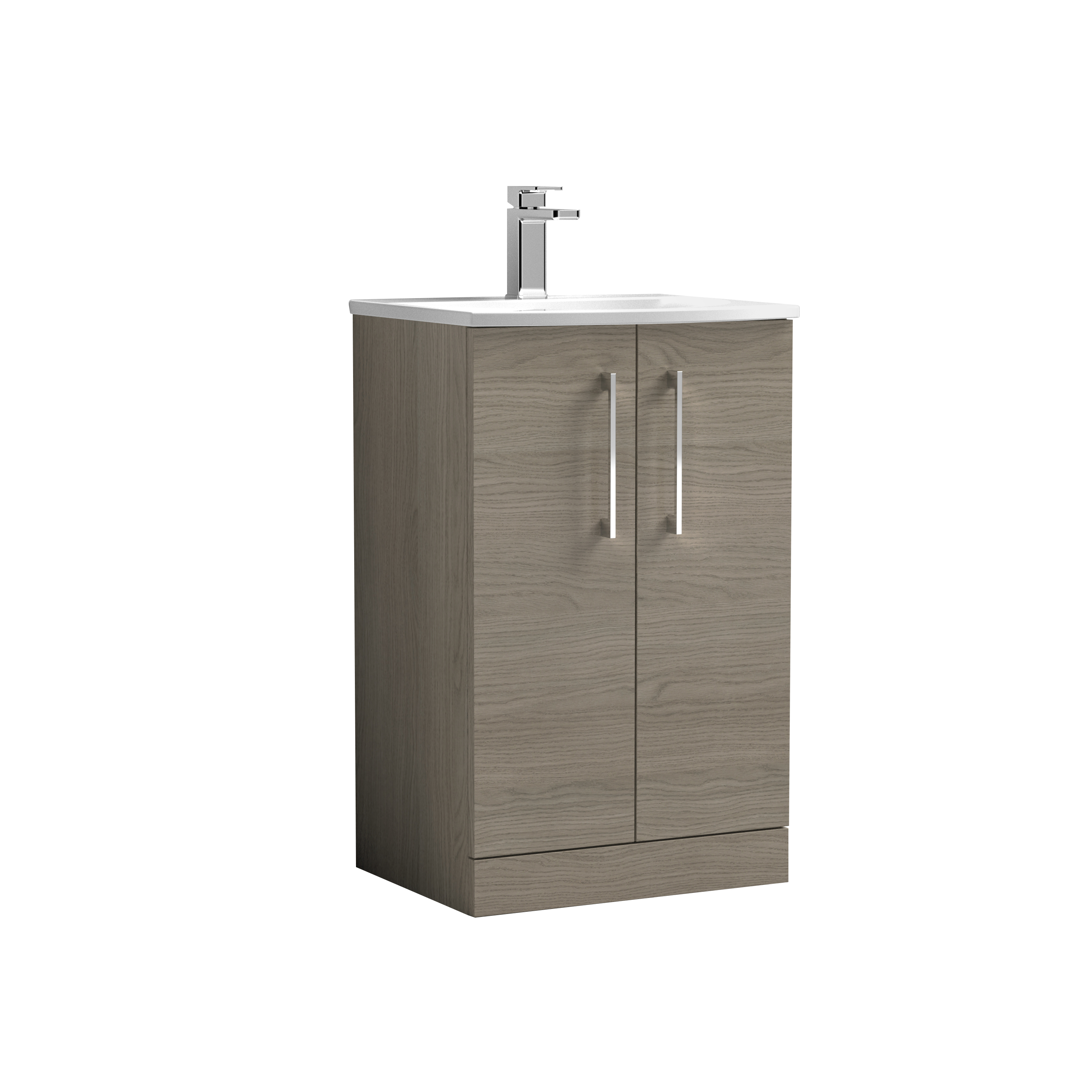 Nuie Arno Solace Oak 500mm Floor Standing 2 Door Vanity Unit and Curved Basin ARN2501G