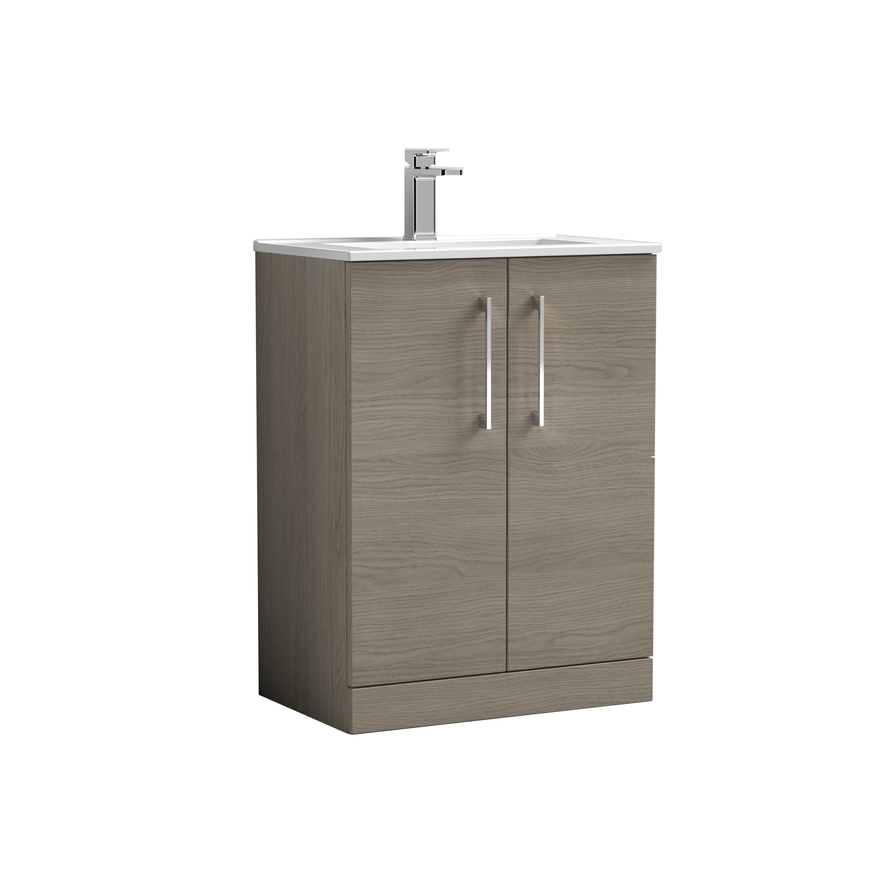 Nuie Arno Solace Oak 600mm Floor Standing 2 Door Vanity Unit and Basin ARN2503B