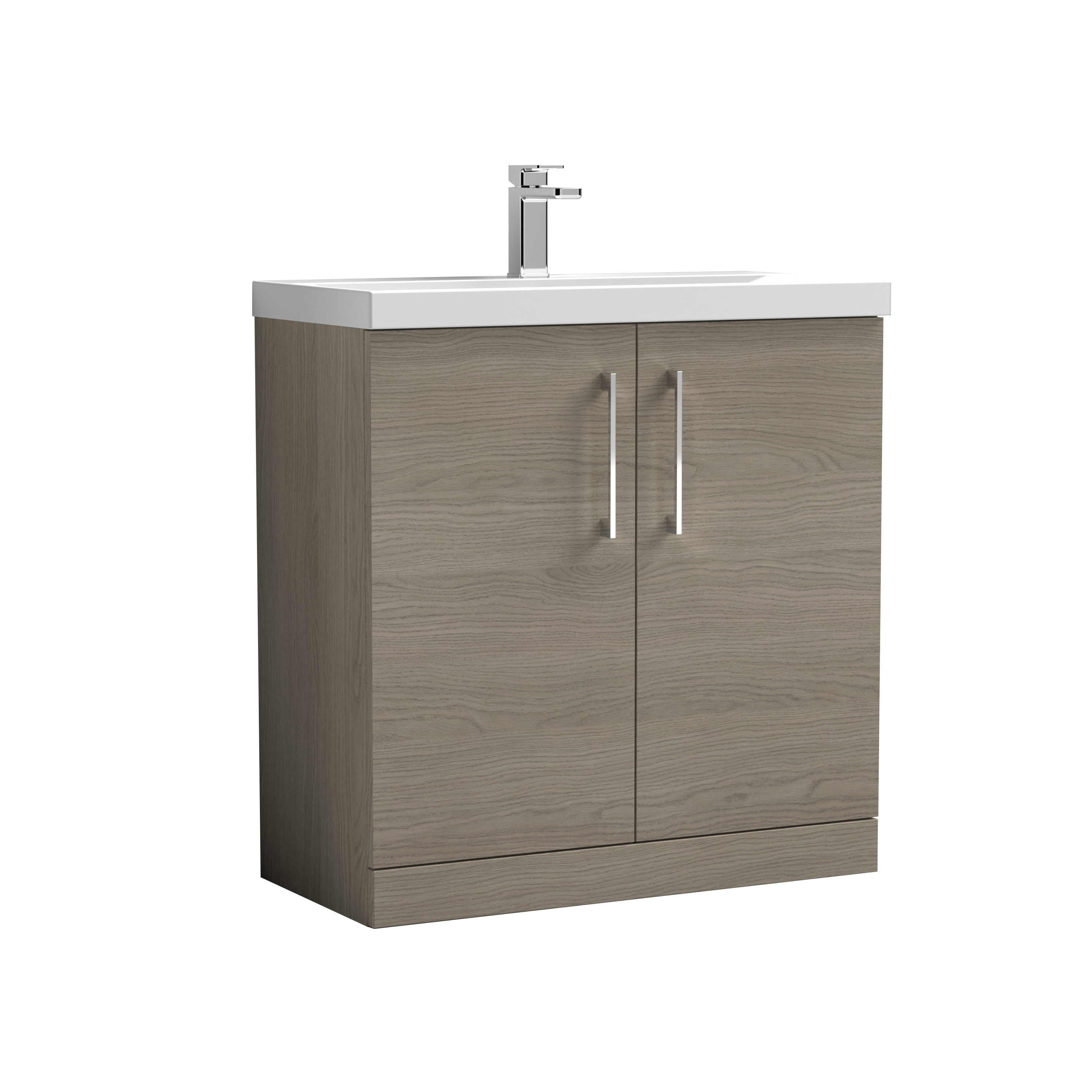 Nuie Arno Solace Oak 800mm Floor Standing 2 Door Vanity Unit and Thin Edge Basin ARN2505D