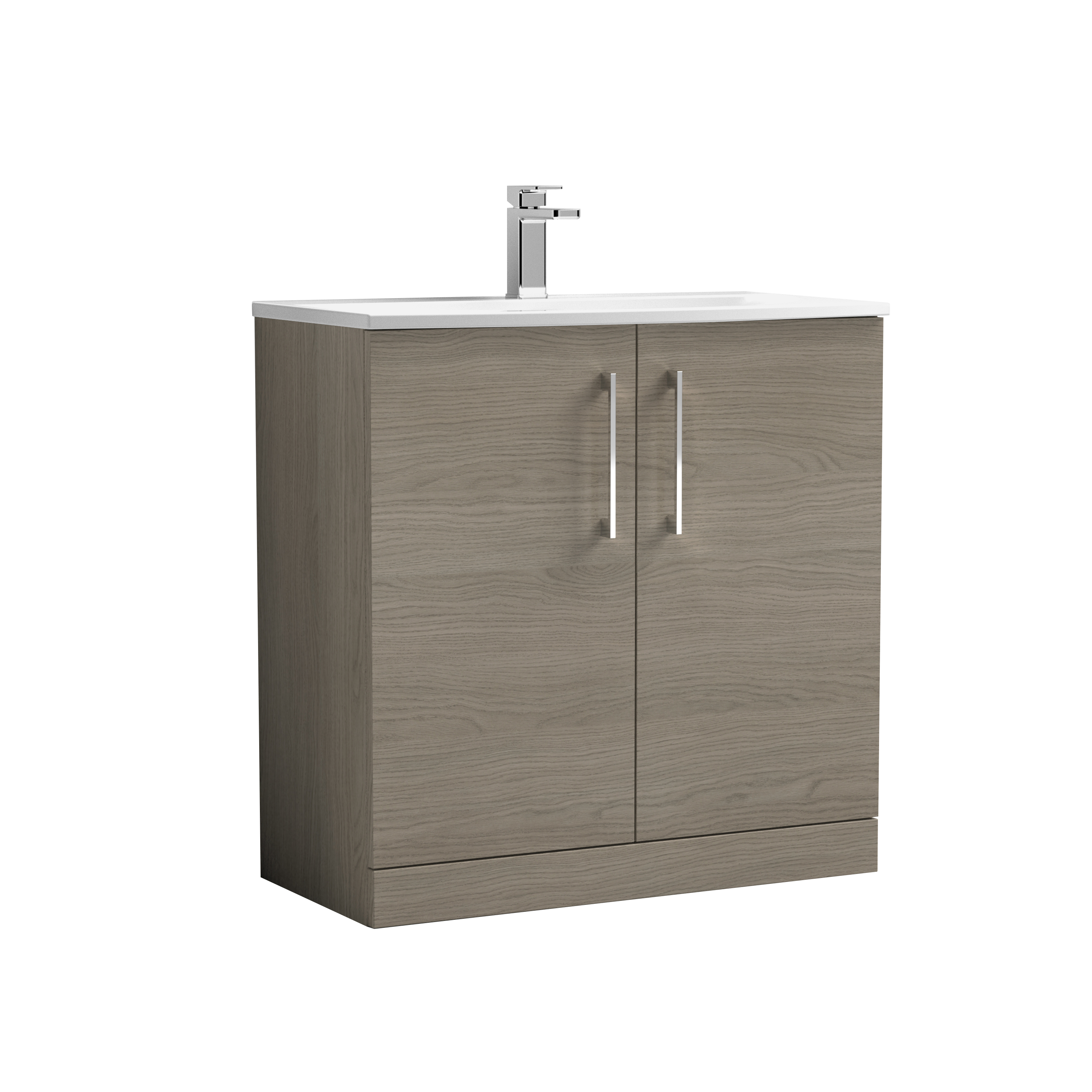 Nuie Arno Solace Oak 800mm Floor Standing 2 Door Vanity Unit and Curved Basin ARN2505G