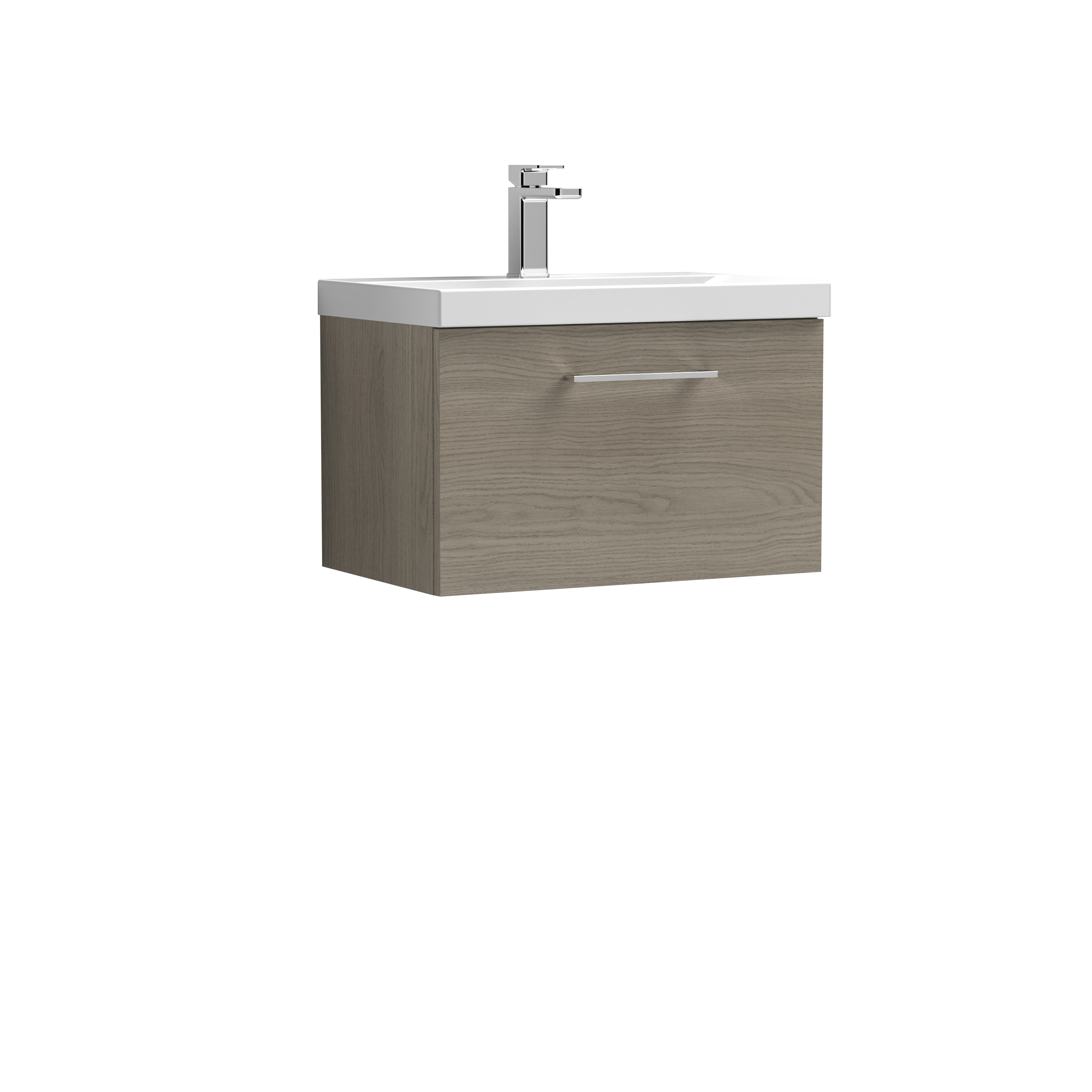 Nuie Arno Solace Oak 600mm Wall Hung 1 Drawer Vanity Unit and Basin ARN2522A