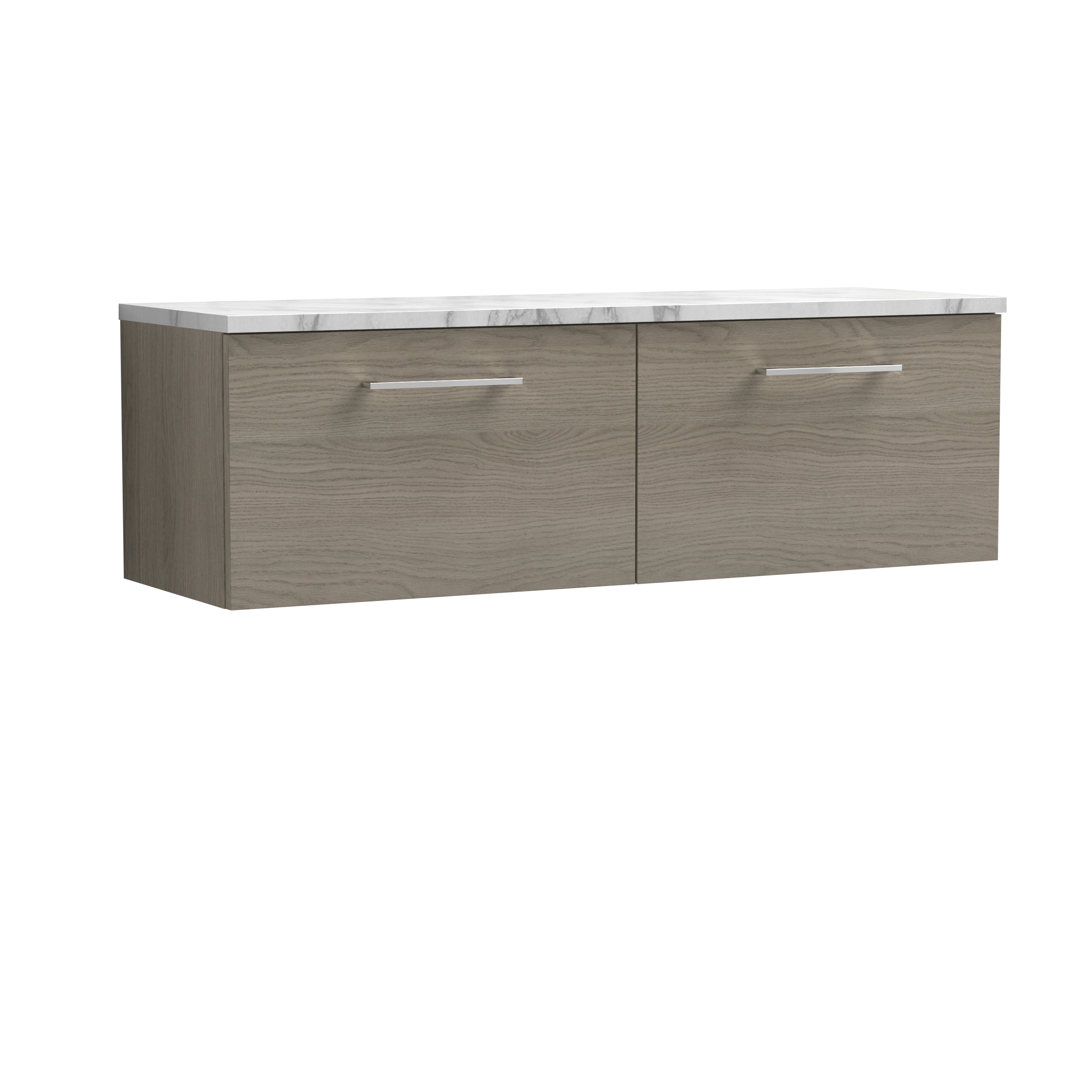 Nuie Arno Solace Oak 1200mm Wall Hung 2 Drawer Vanity Unit and Laminate Worktop ARN2522LCM2