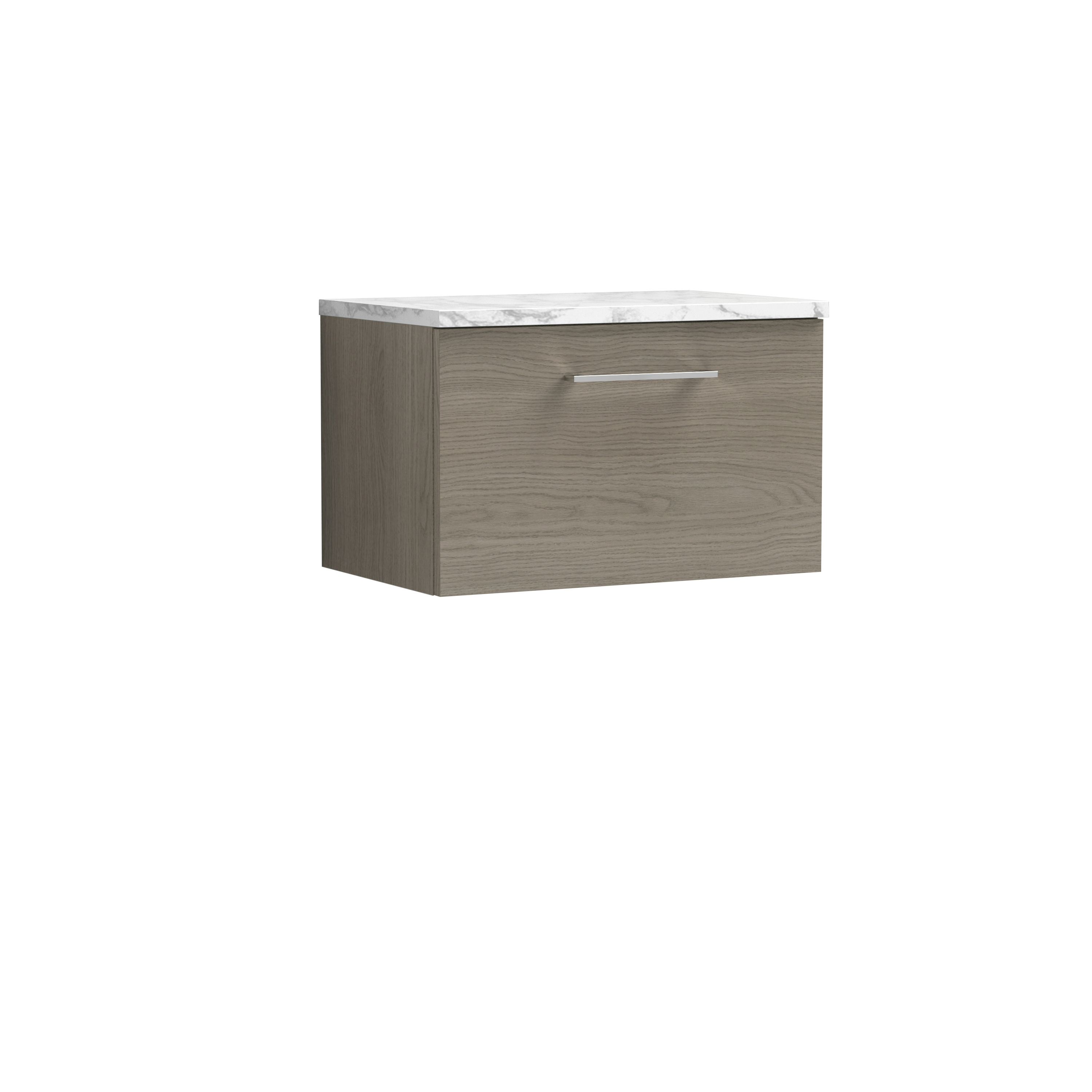 Nuie Arno Solace Oak 600mm Wall Hung 1 Drawer Vanity Unit and Laminate Worktop ARN2522LCM