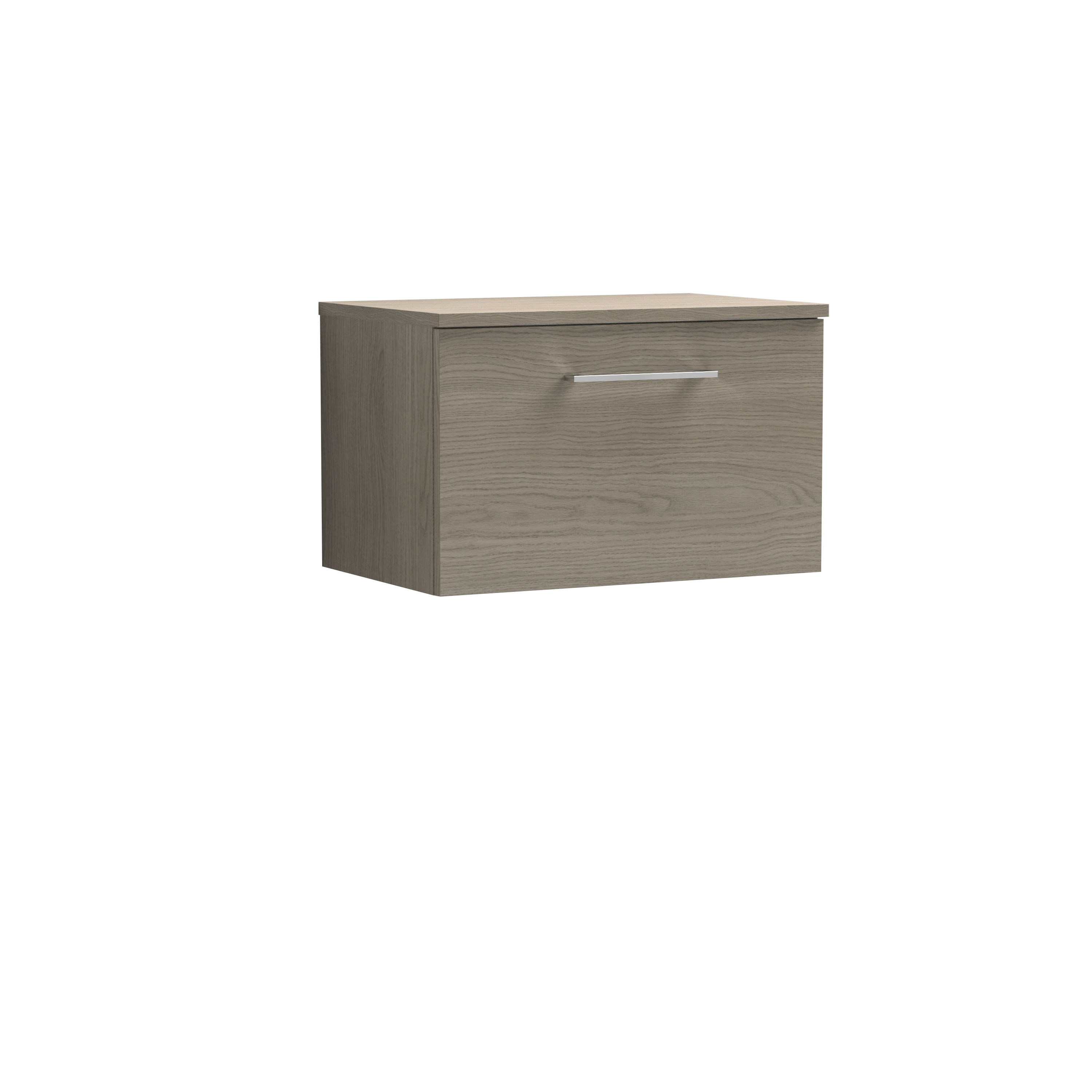 Nuie Arno Solace Oak 600mm Wall Hung 1 Drawer Vanity Unit and Worktop ARN2522W