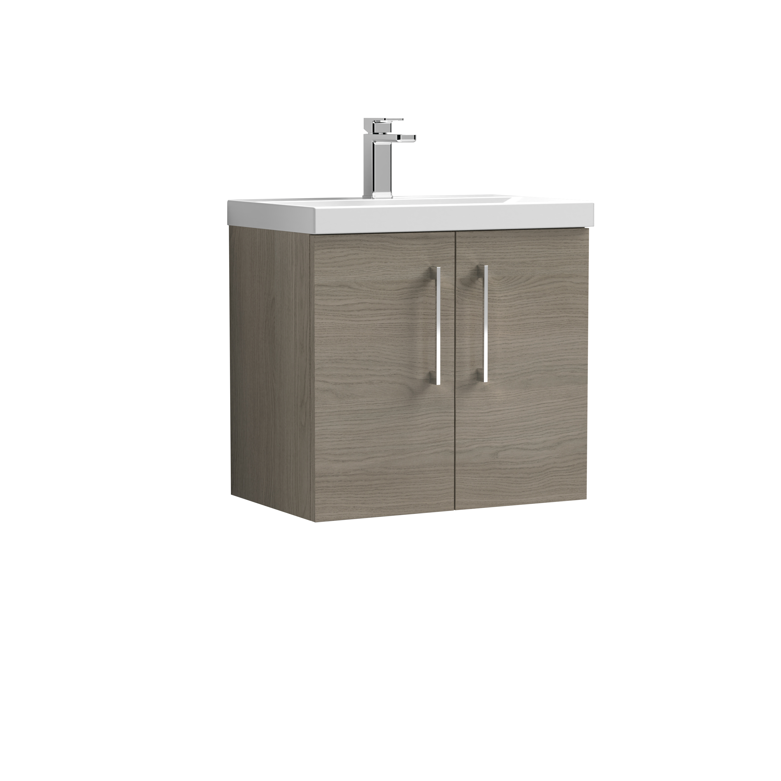 Nuie Arno Solace Oak 600mm Wall Hung 2 Door Vanity Unit and Mid Edge Basin ARN2523A