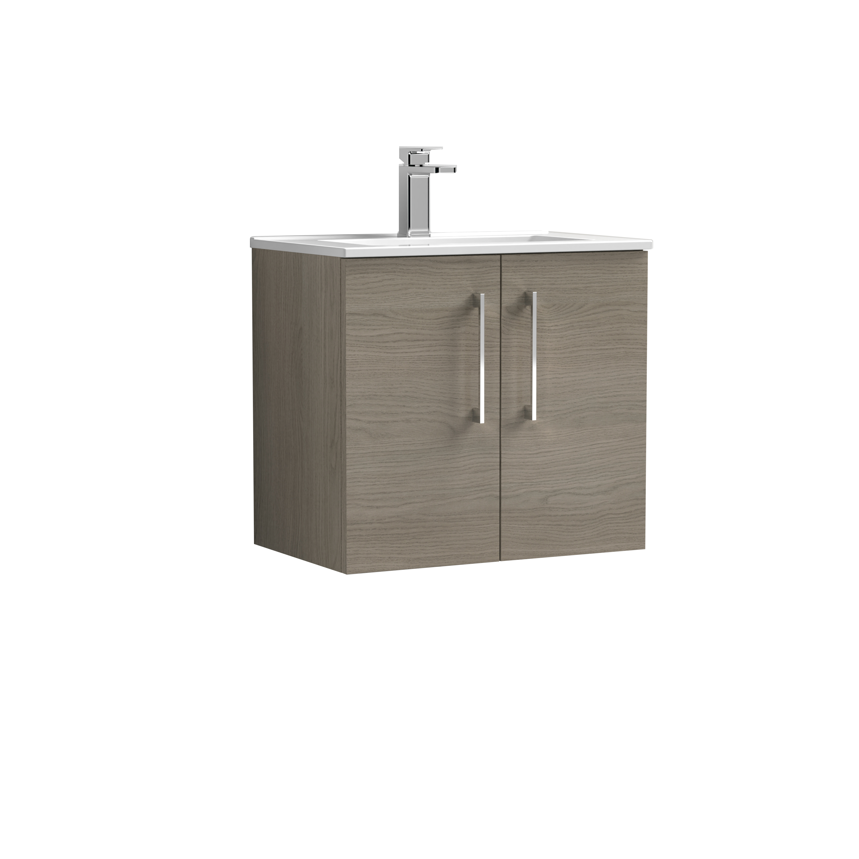 Nuie Arno Solace Oak 600mm Wall Hung 2 Door Vanity Unit and Basin ARN2523B