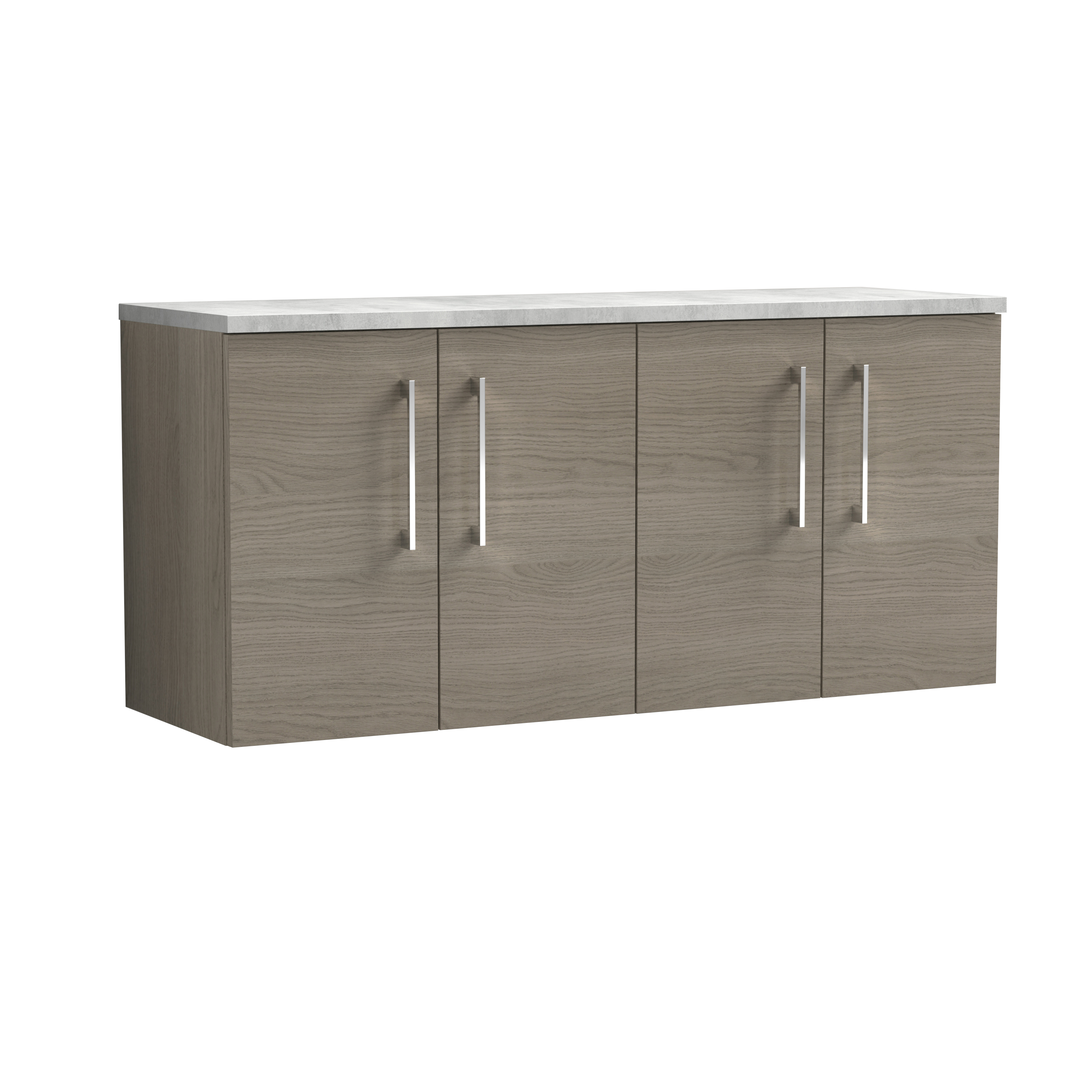 Nuie Arno Solace Oak 1200mm Wall Hung 4 Door Vanity Unit and Laminate Worktop ARN2523LBG2