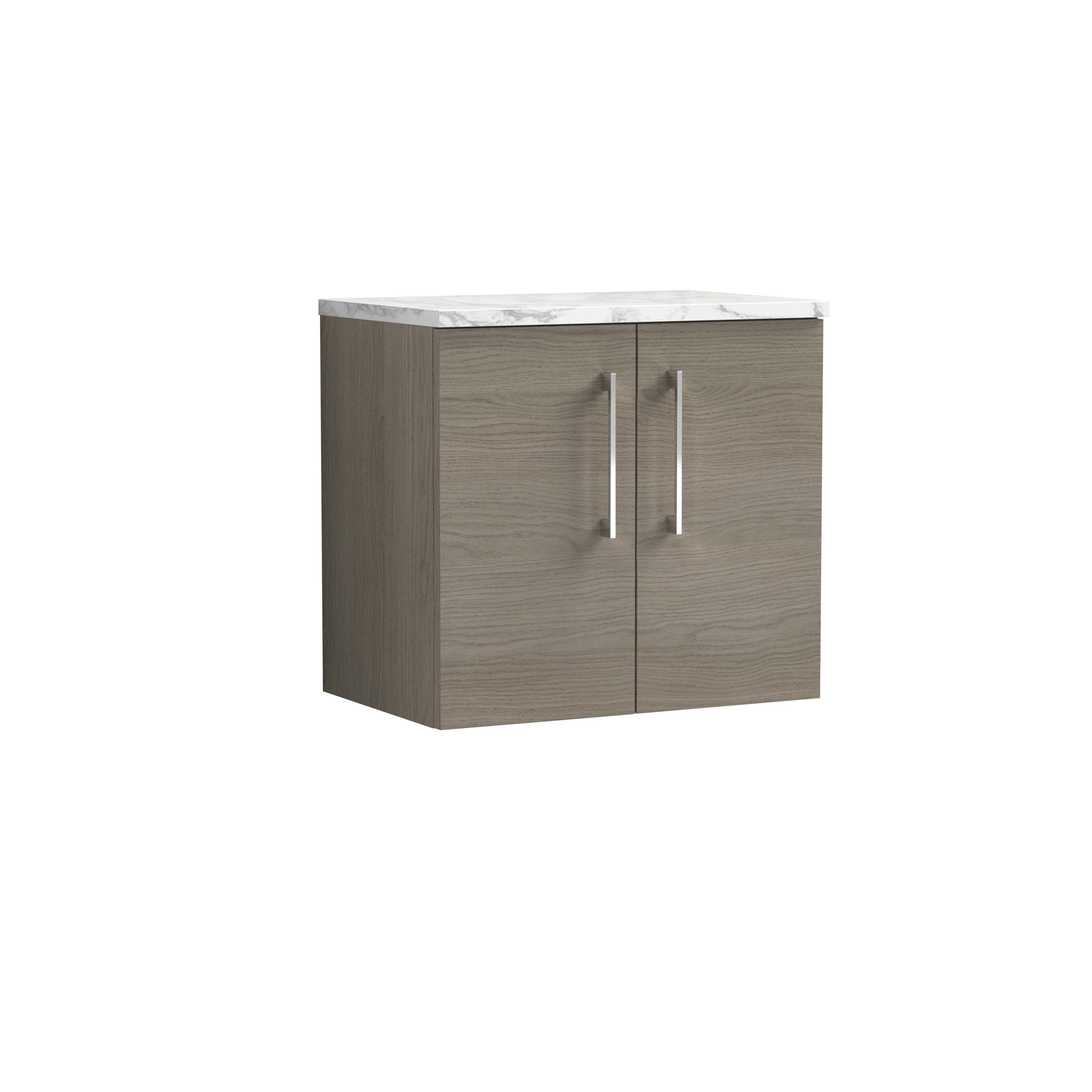 Nuie Arno Solace Oak 600mm Wall Hung 2 Door Vanity Unit and Laminate Worktop ARN2523LCM
