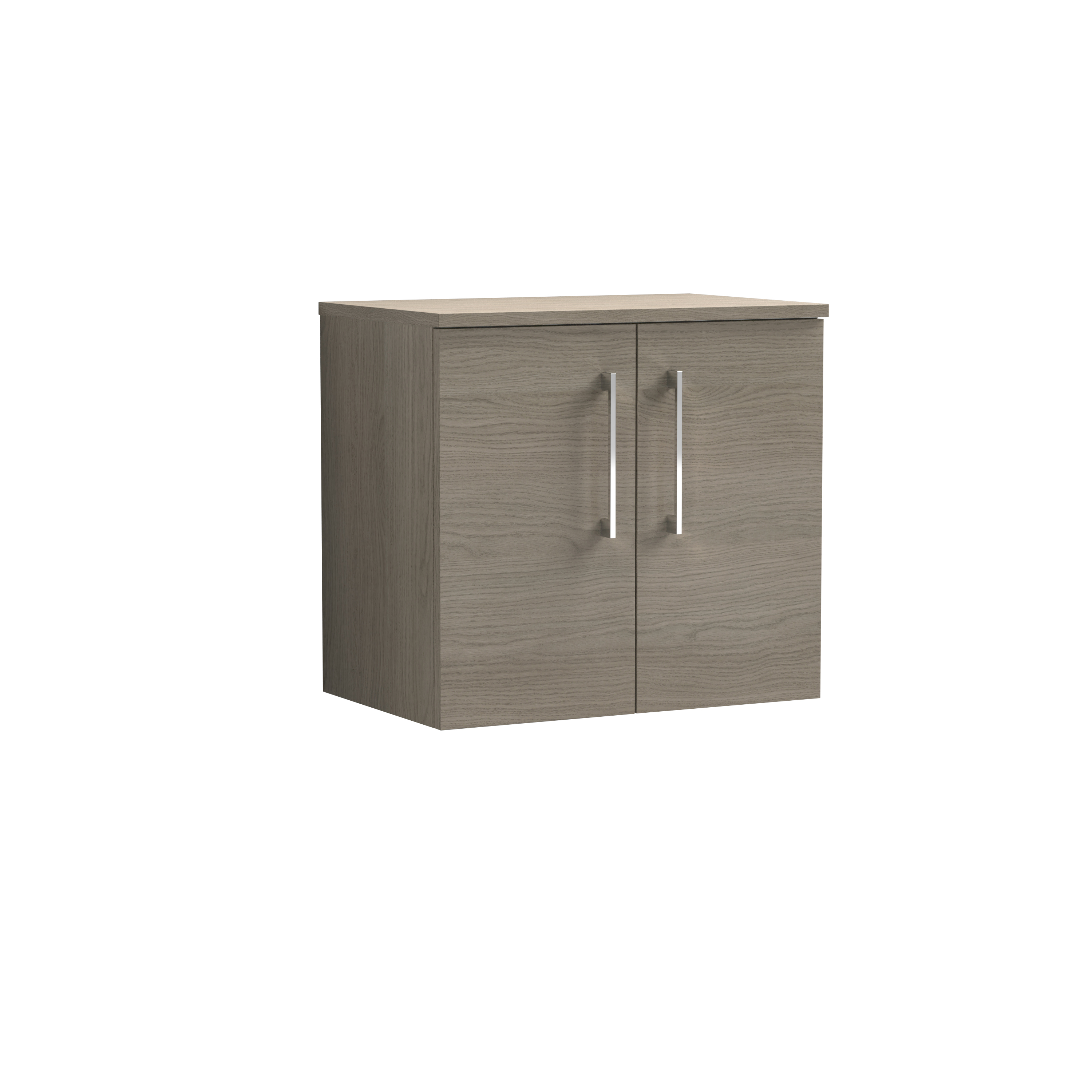 Nuie Arno Solace Oak 600mm Wall Hung 2 Door Vanity Unit and Worktop ARN2523W