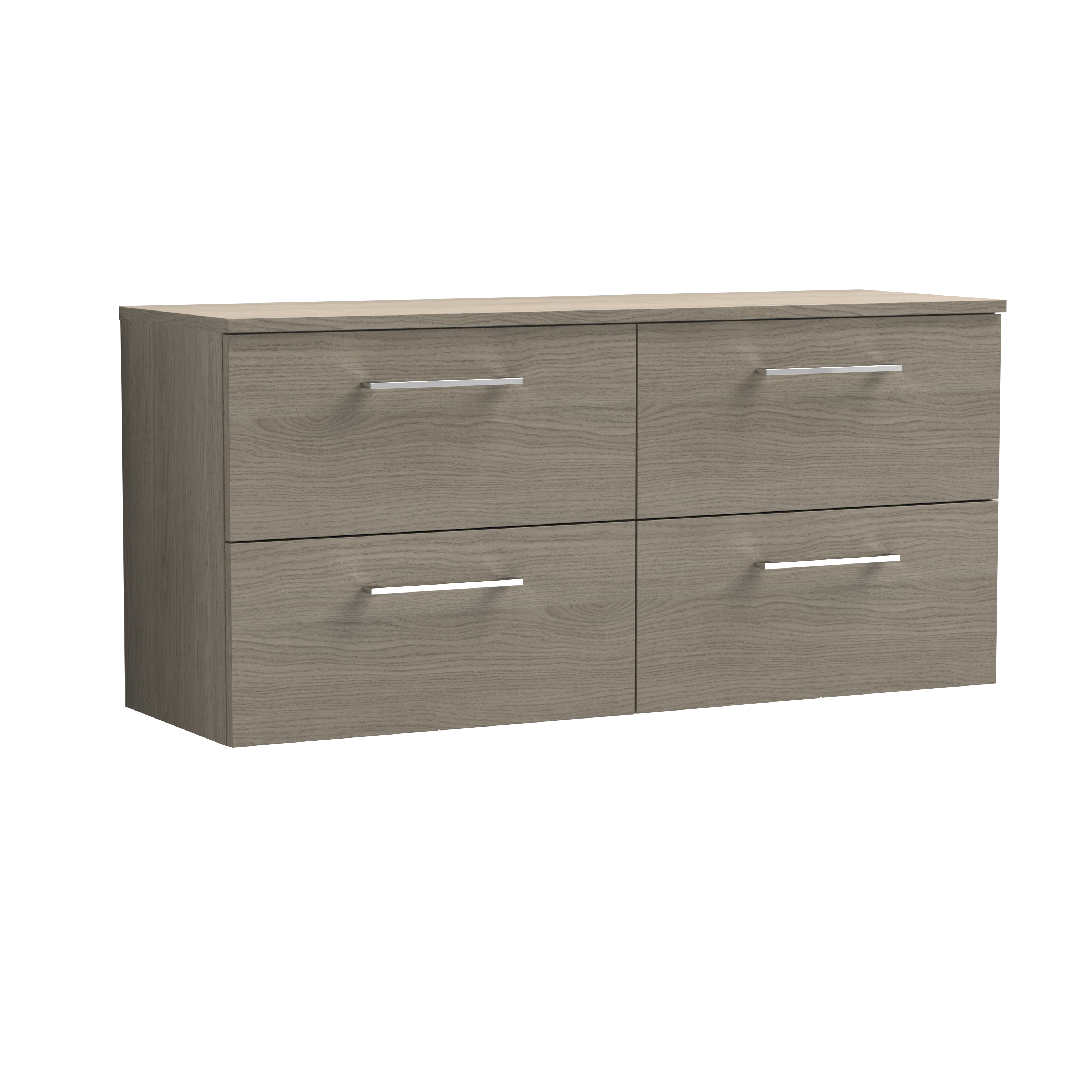 Nuie Arno Solace Oak 1200mm Wall Hung 4 Drawer Vanity Unit and Worktop ARN2524W2