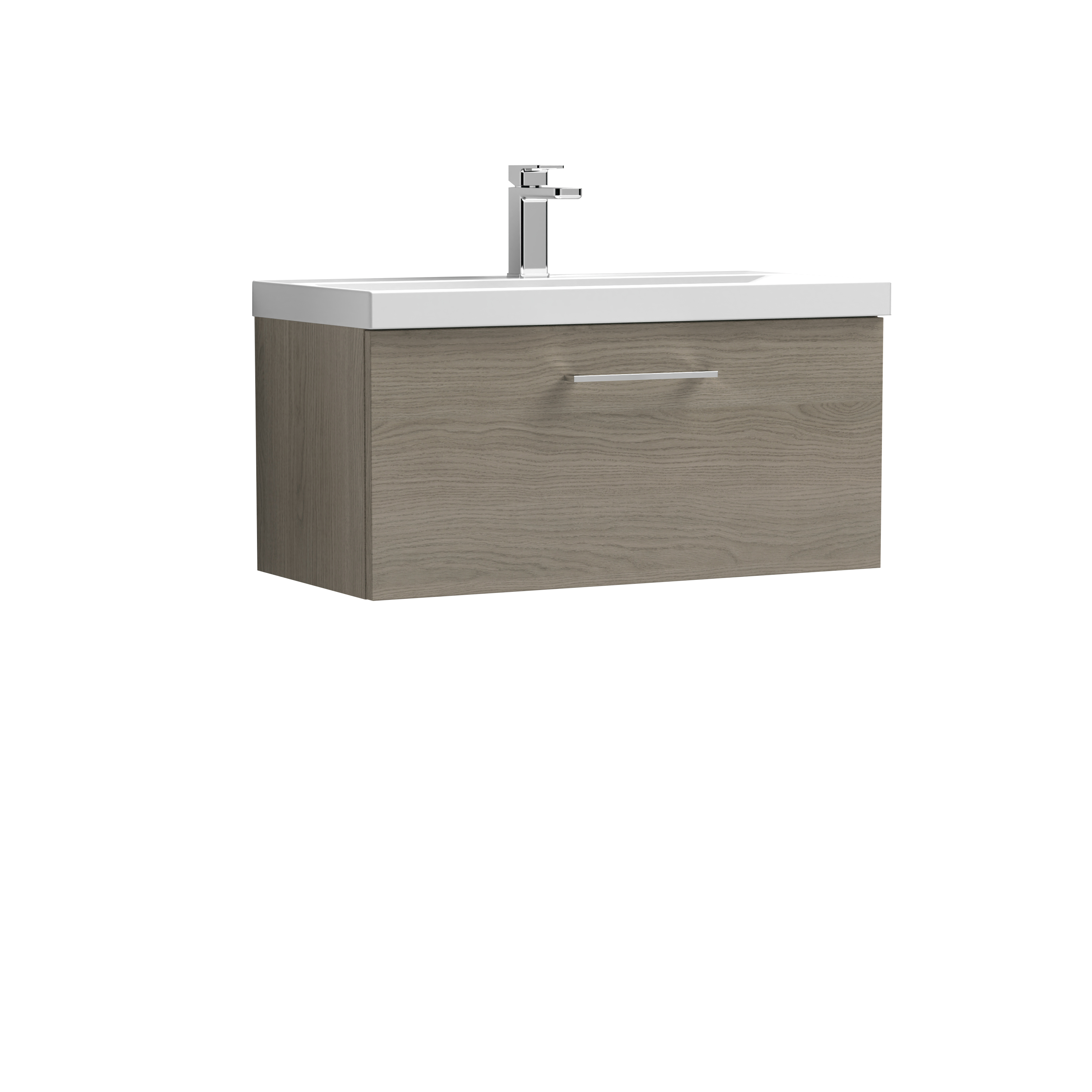 Nuie Arno Solace Oak 800mm Wall Hung 1 Drawer Vanity Unit and Thin Edge Basin ARN2525D