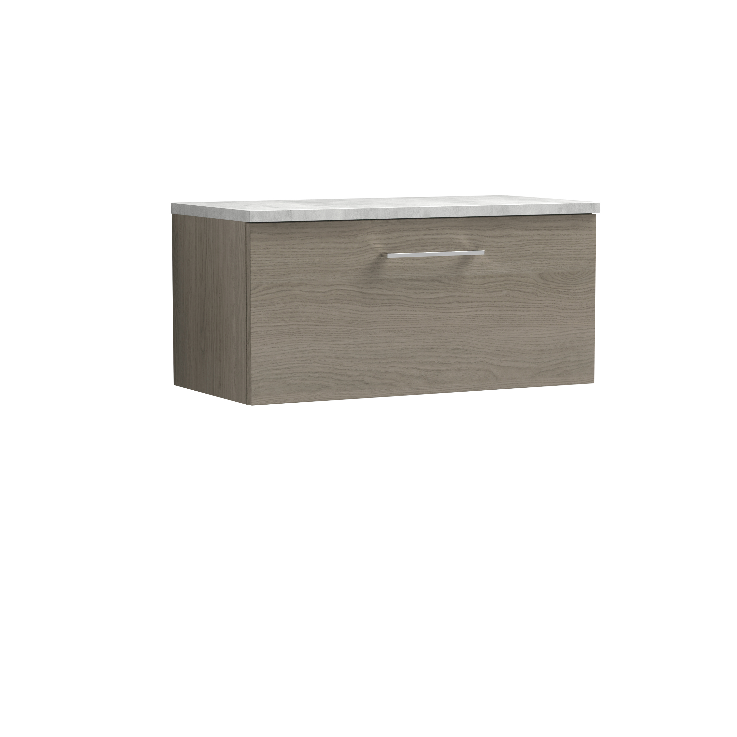 Nuie Arno Solace Oak 800mm Wall Hung Single Drawer Vanity Unit and Laminate Top ARN2525LBG