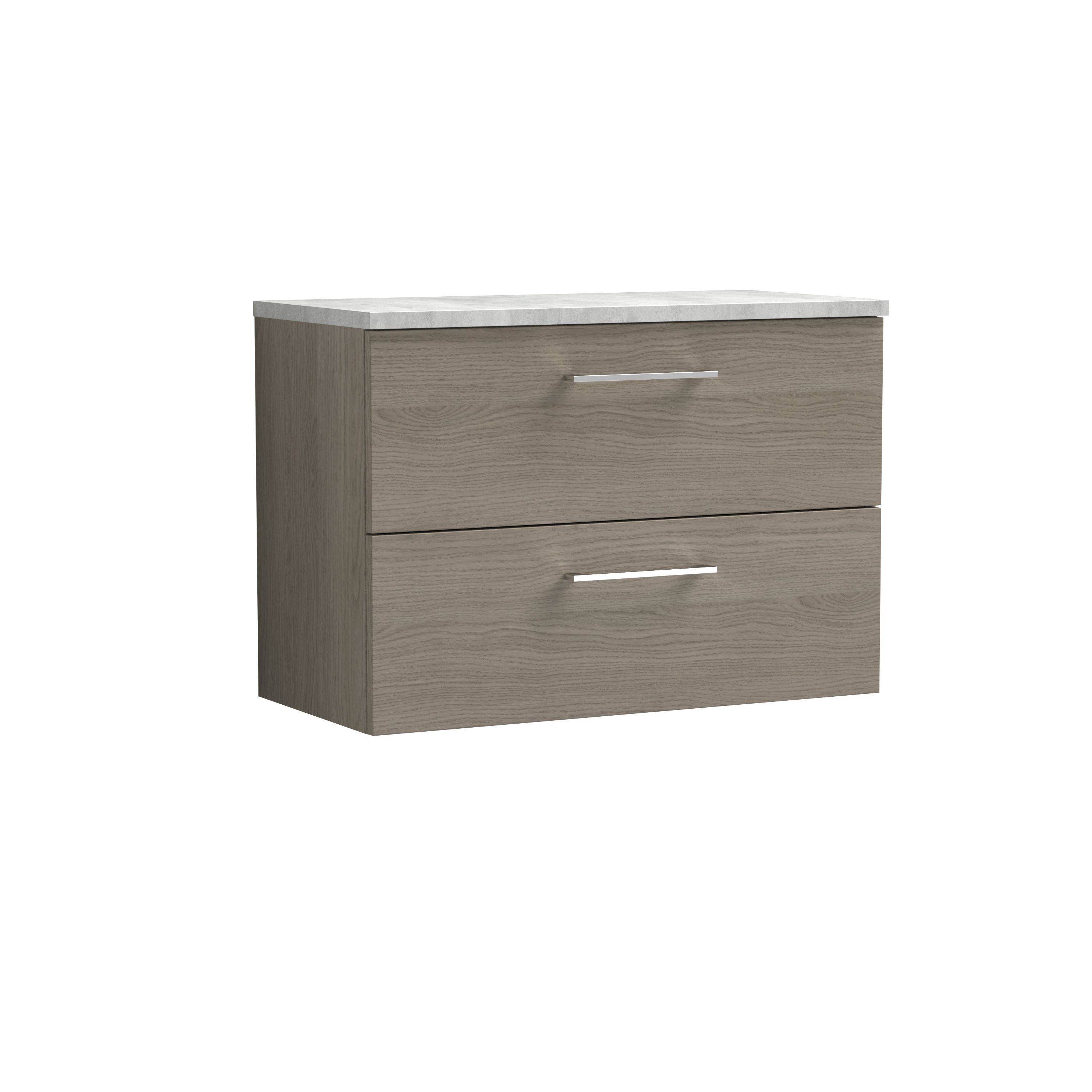 Nuie Arno Solace Oak 800mm Wall Hung 2 Drawer Vanity Unit and Laminate Top ARN2526LBG