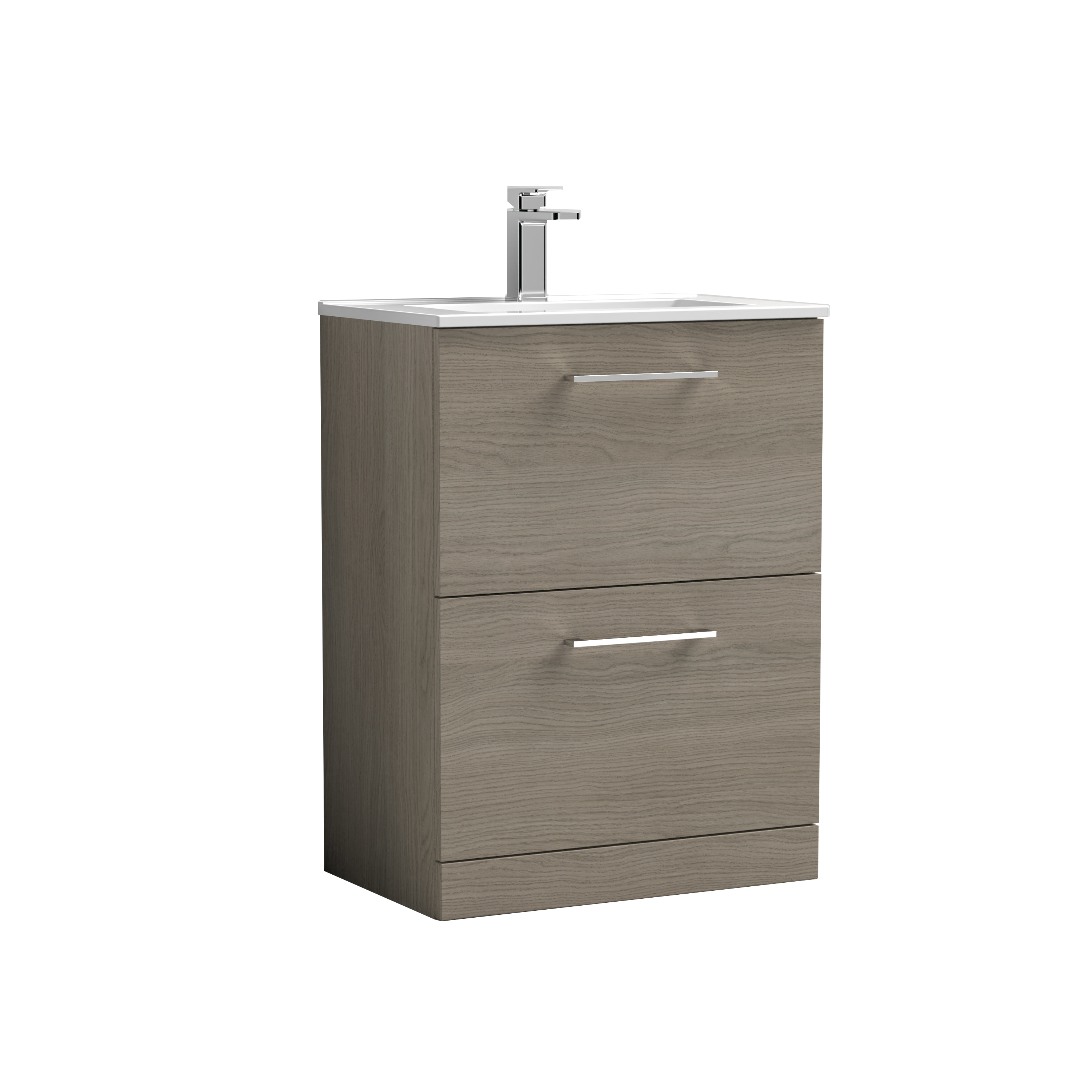 Nuie Arno Solace Oak 600mm Floor Standing 2 Drawer Vanity Unit and Basin ARN2533B