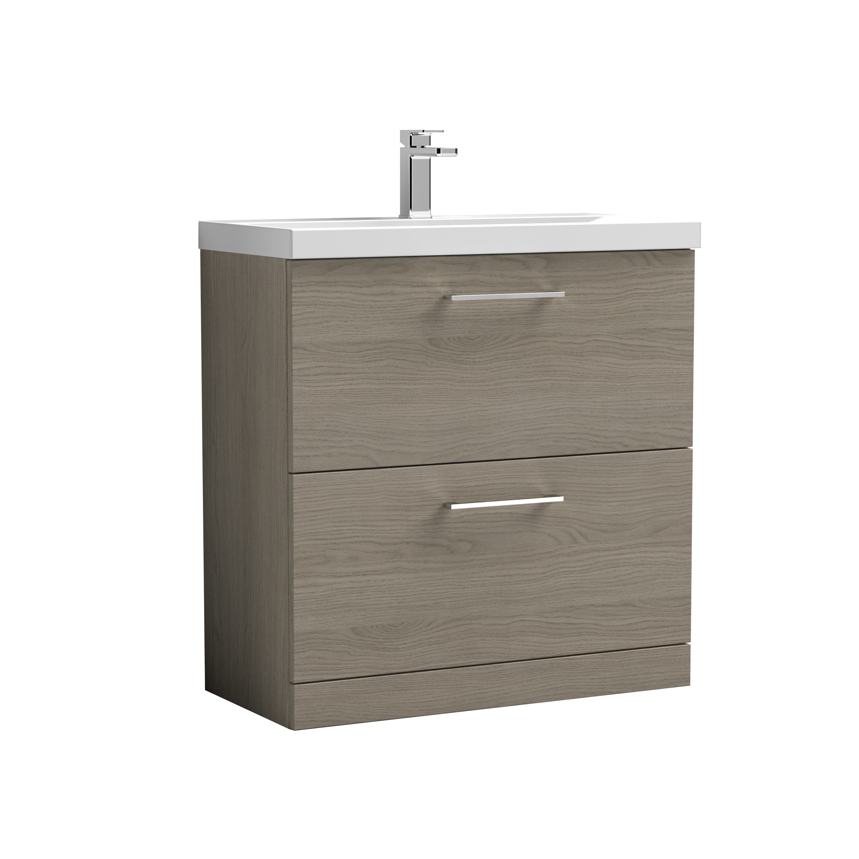 Nuie Arno Solace Oak 800mm Floor Standing 2 Drawer Vanity Unit and Thin Edge Basin ARN2535D