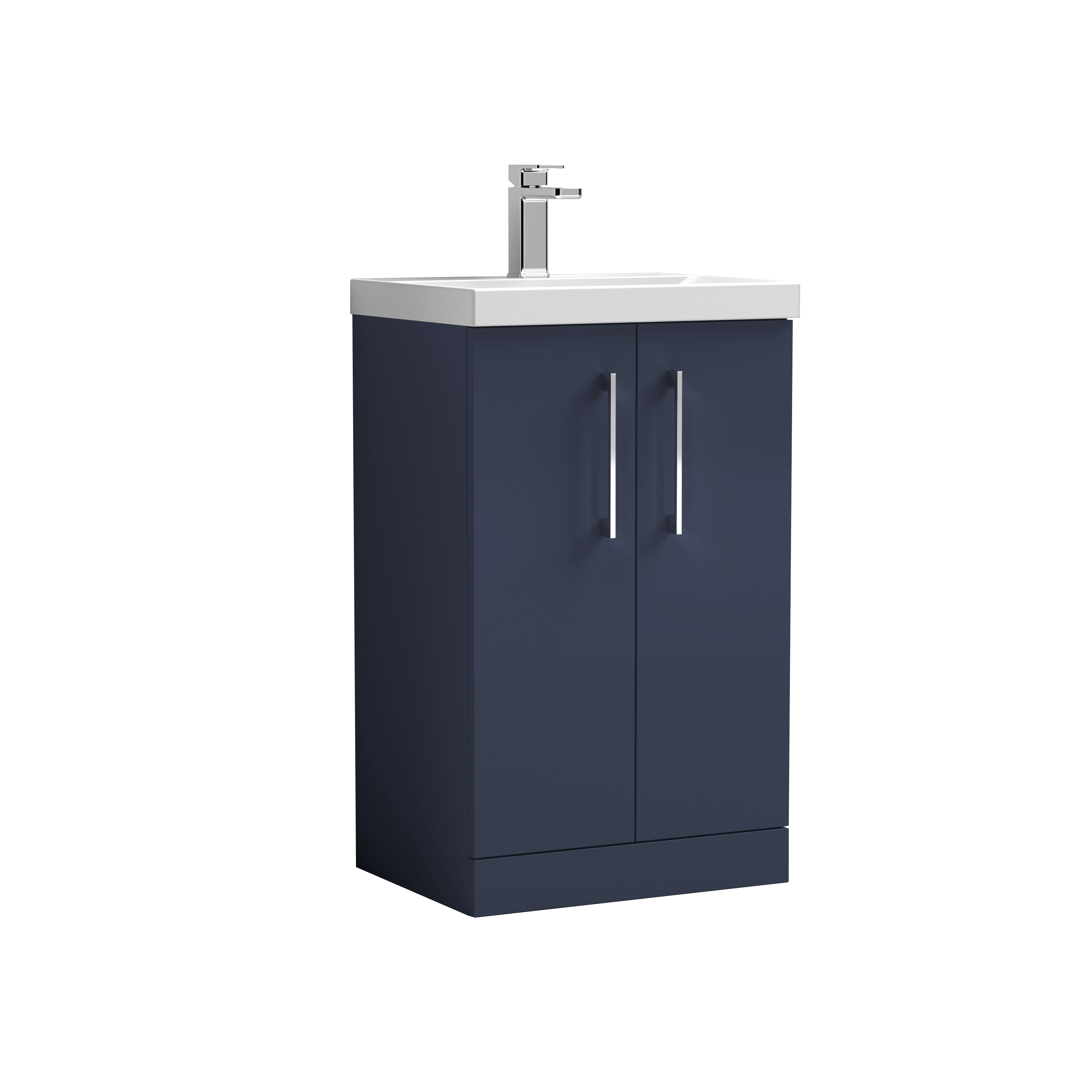 Nuie Arno Midnight Blue 500mm Floor Standing 2 Door Vanity Unit and Thin Edge Basin ARN2901D