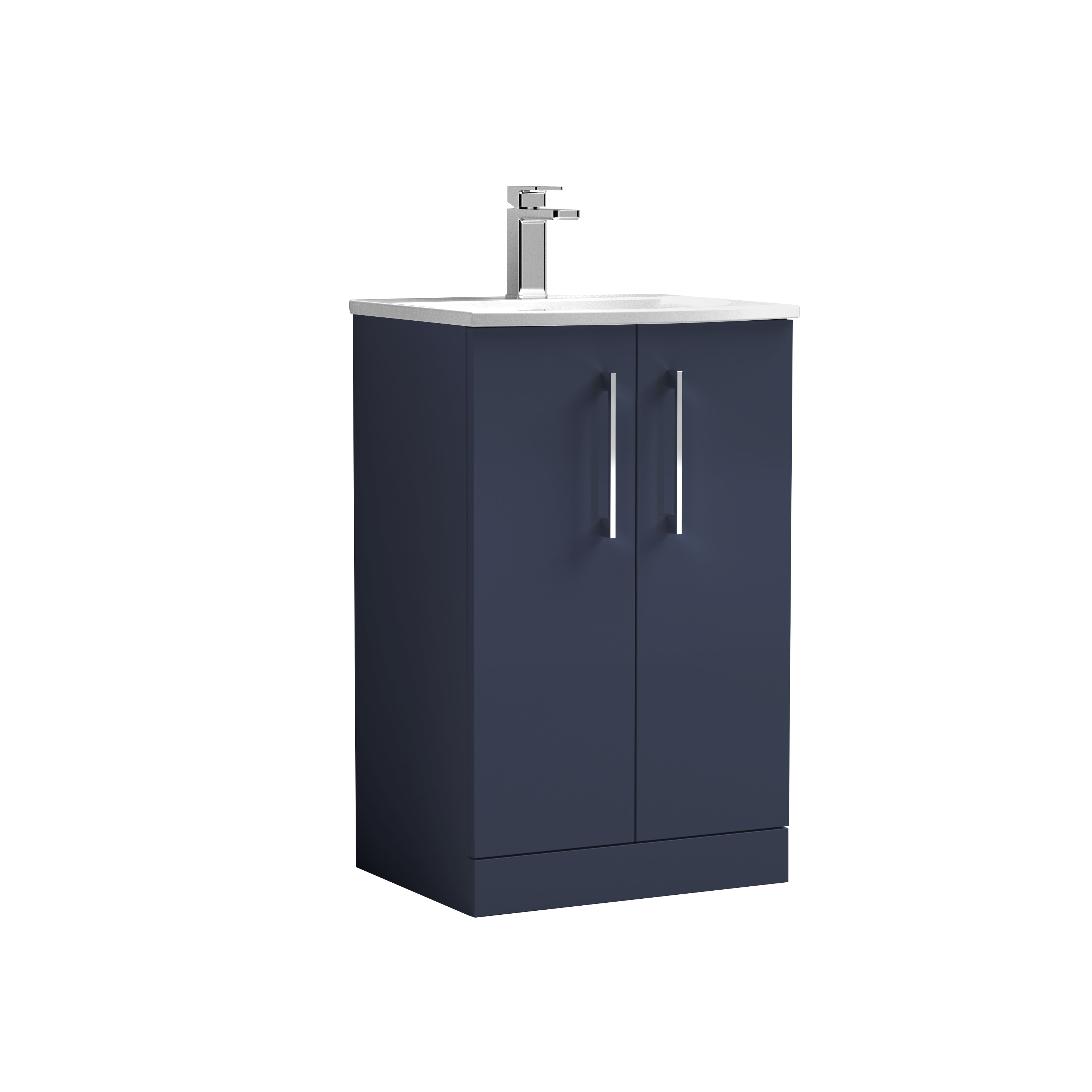 Nuie Arno Midnight Blue 500mm Floor Standing 2 Door Vanity Unit and Curved Basin ARN2901G