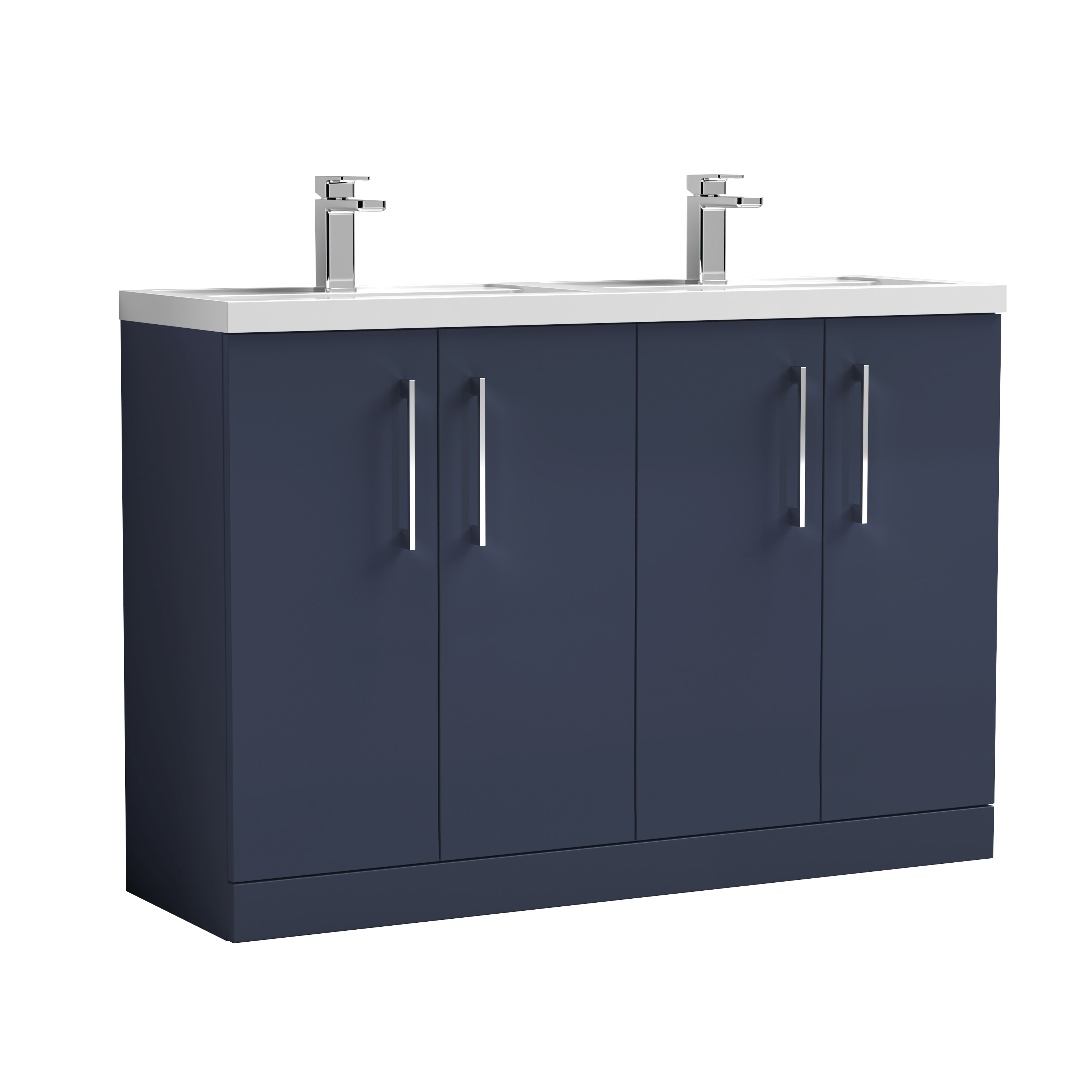 Nuie Arno Midnight Blue 1200mm Floor Standing 4 Door Vanity Unit and Double Basin ARN2903C