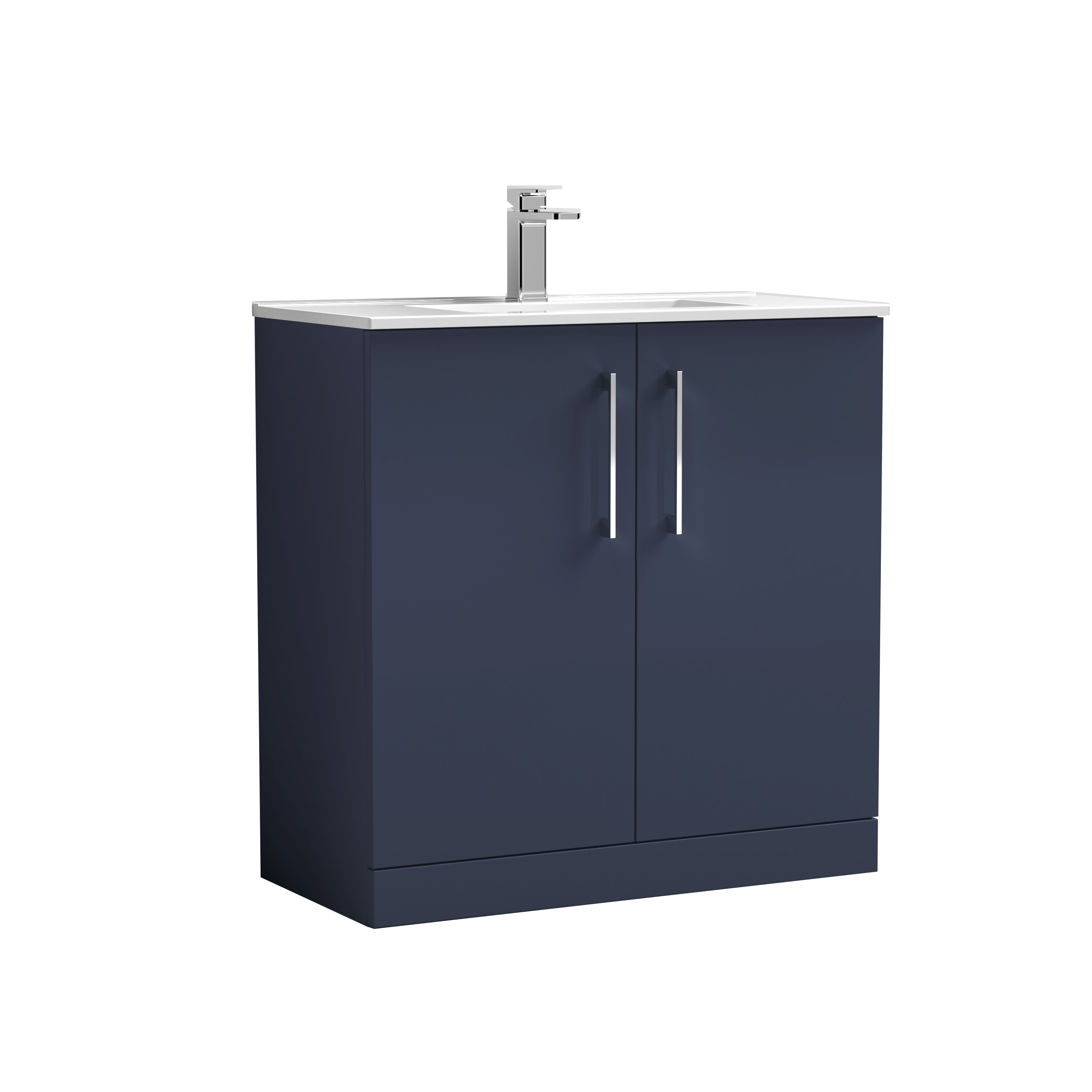 Nuie Arno Midnight Blue 800mm Floor Standing 2 Door Vanity Unit and Minimalist Basin ARN2905B