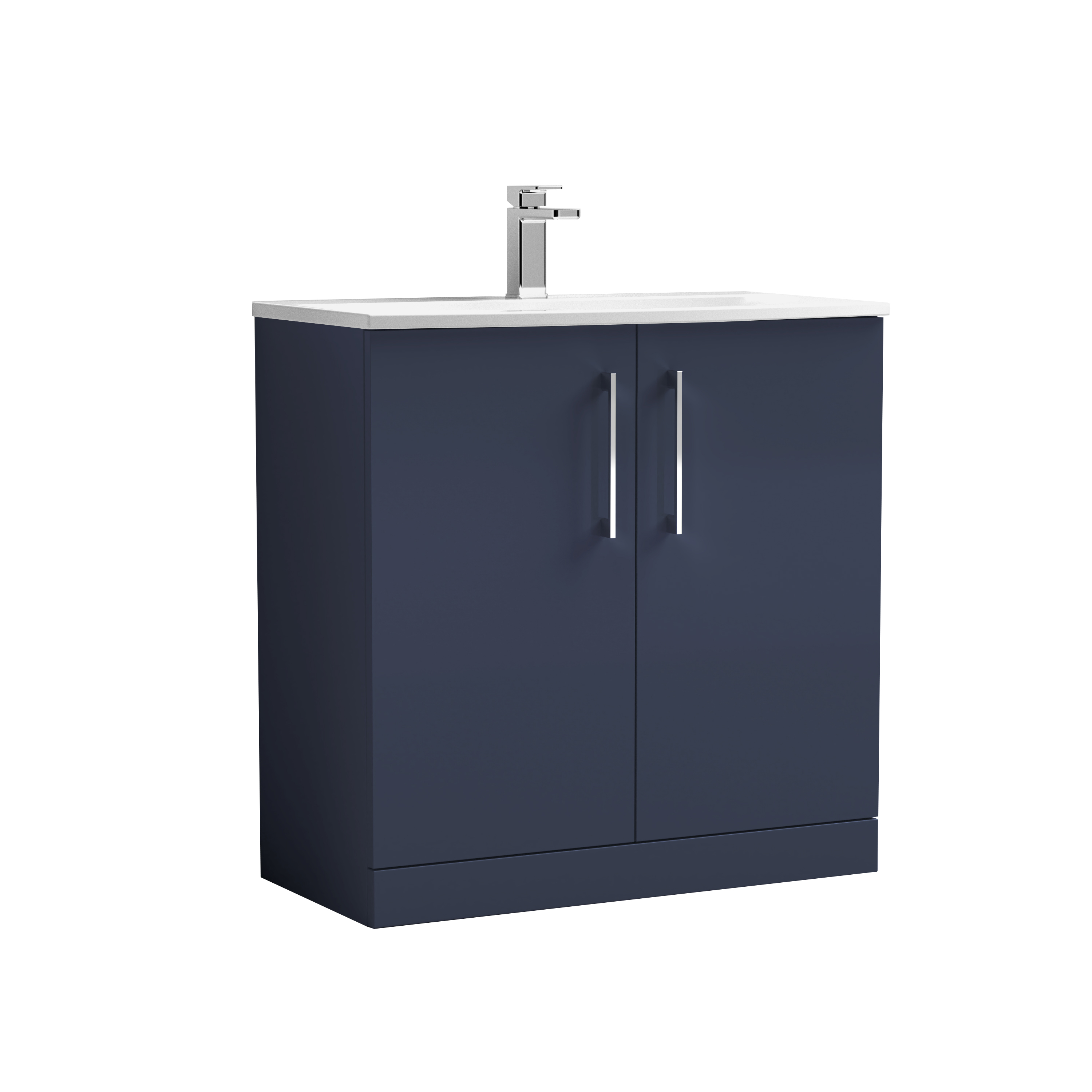 Nuie Arno Midnight Blue 800mm Floor Standing 2 Door Vanity Unit and Curved Basin ARN2905G