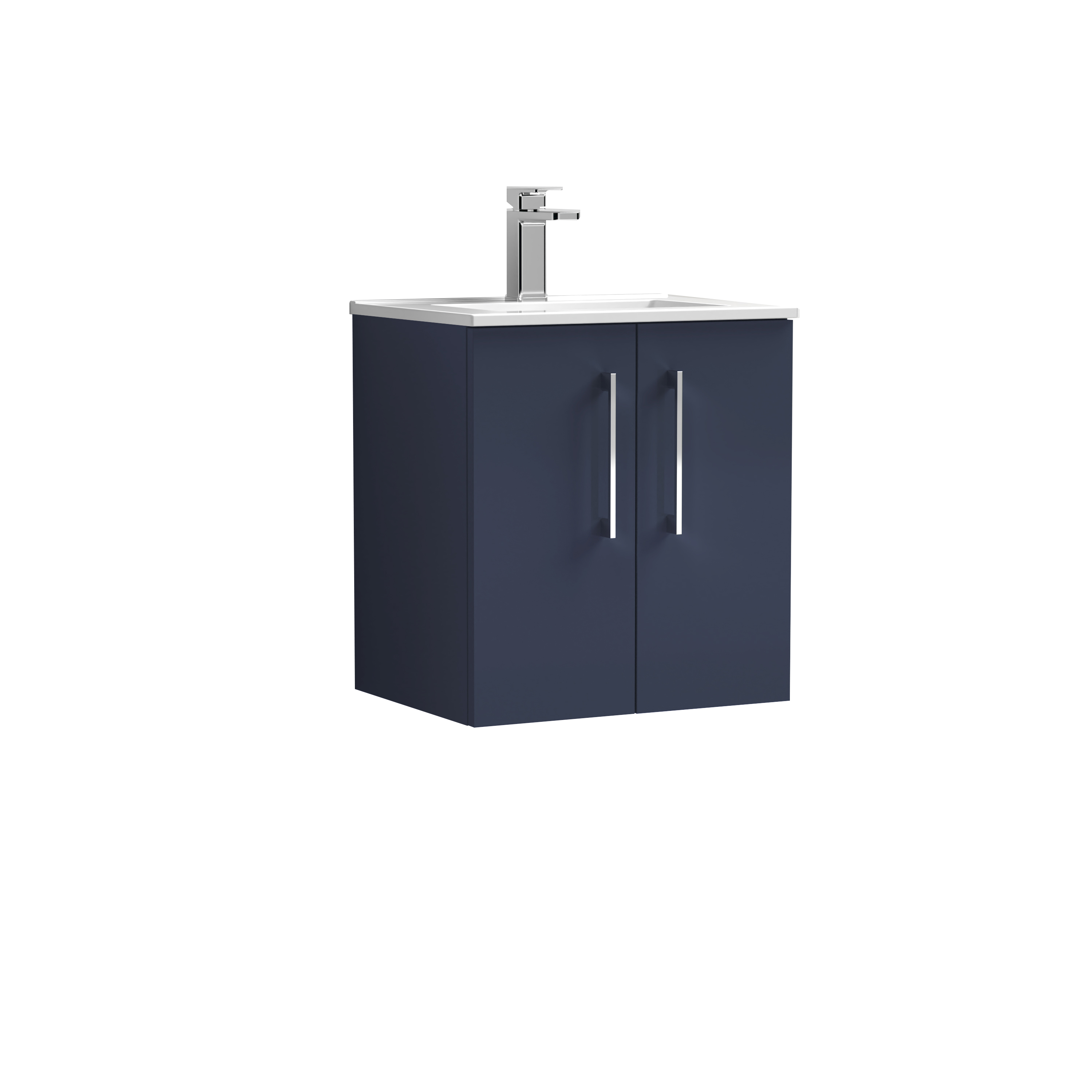 Nuie Arno Midnight Blue 500mm Wall Hung 2 Door Vanity Unit and Minimalist Basin ARN2921B