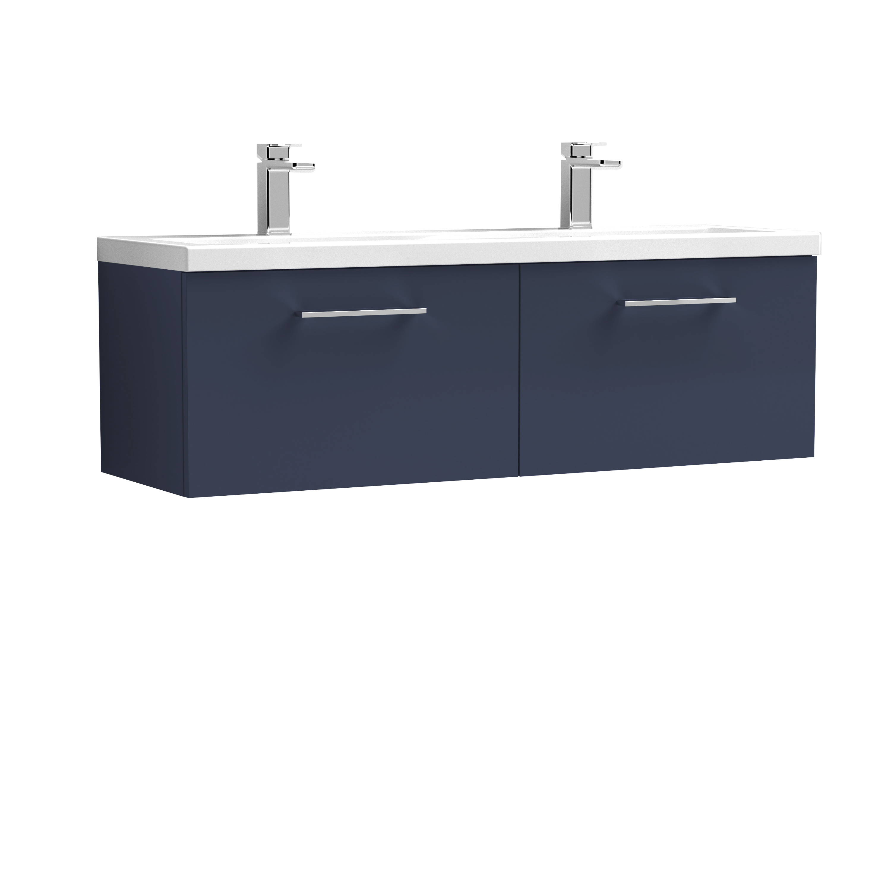 Nuie Arno Midnight Blue 1200mm Wall Hung 2 Drawer Vanity Unit and Double Basin ARN2922F