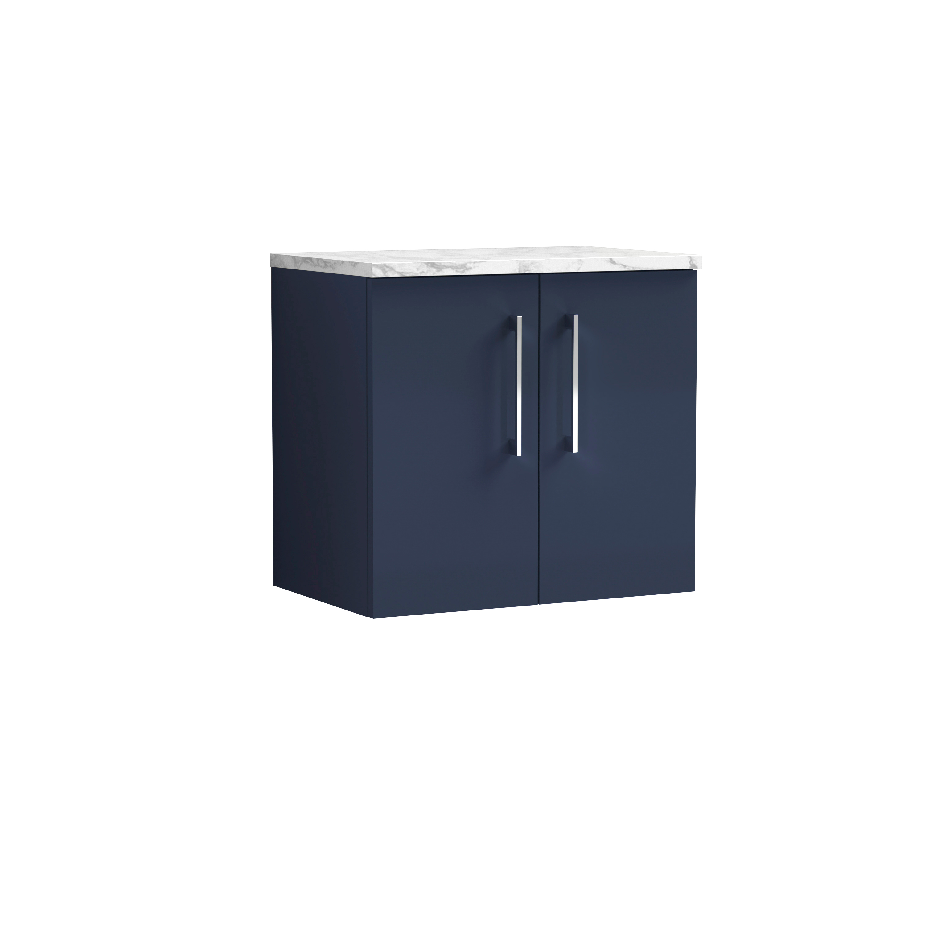Nuie Arno Midnight Blue 600mm Wall Hung 2 Door Vanity Unit and Laminate Worktop ARN2923LCM