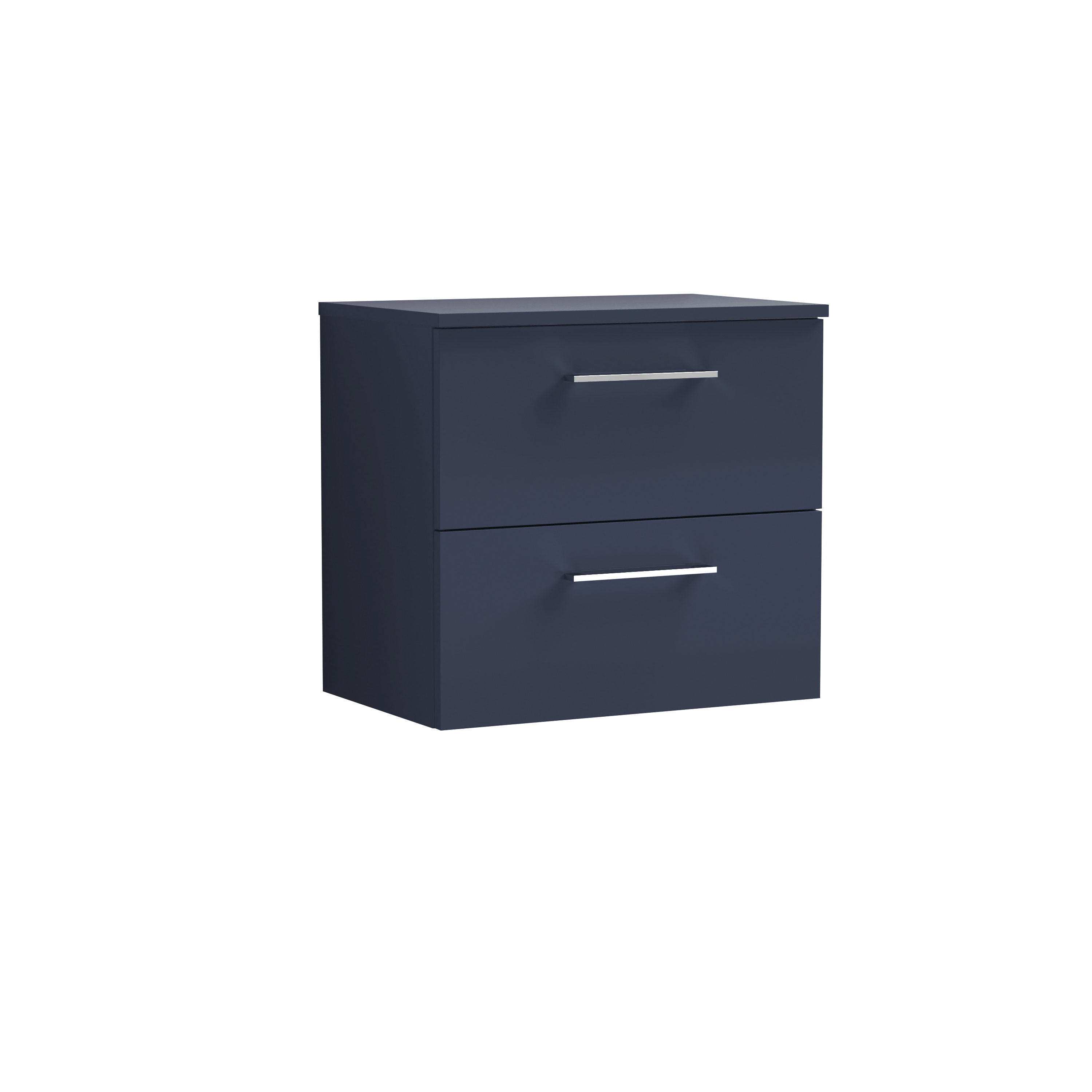 Nuie Arno Midnight Blue 600mm Wall Hung 2 Drawer Vanity Unit and Worktop ARN2924W