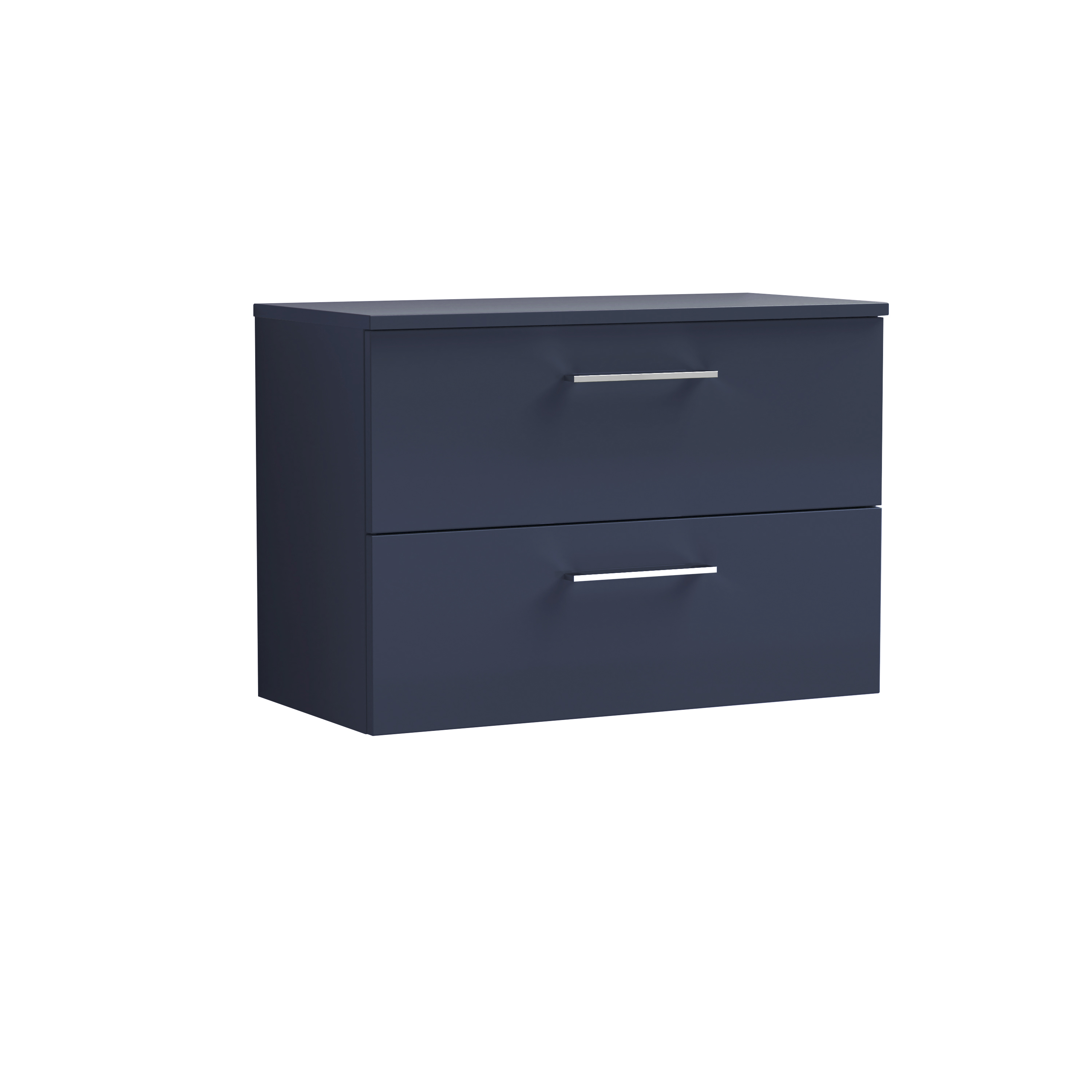 Nuie Arno Midnight Blue 800mm Wall Hung 2 Drawer Vanity Unit and Worktop ARN2926W