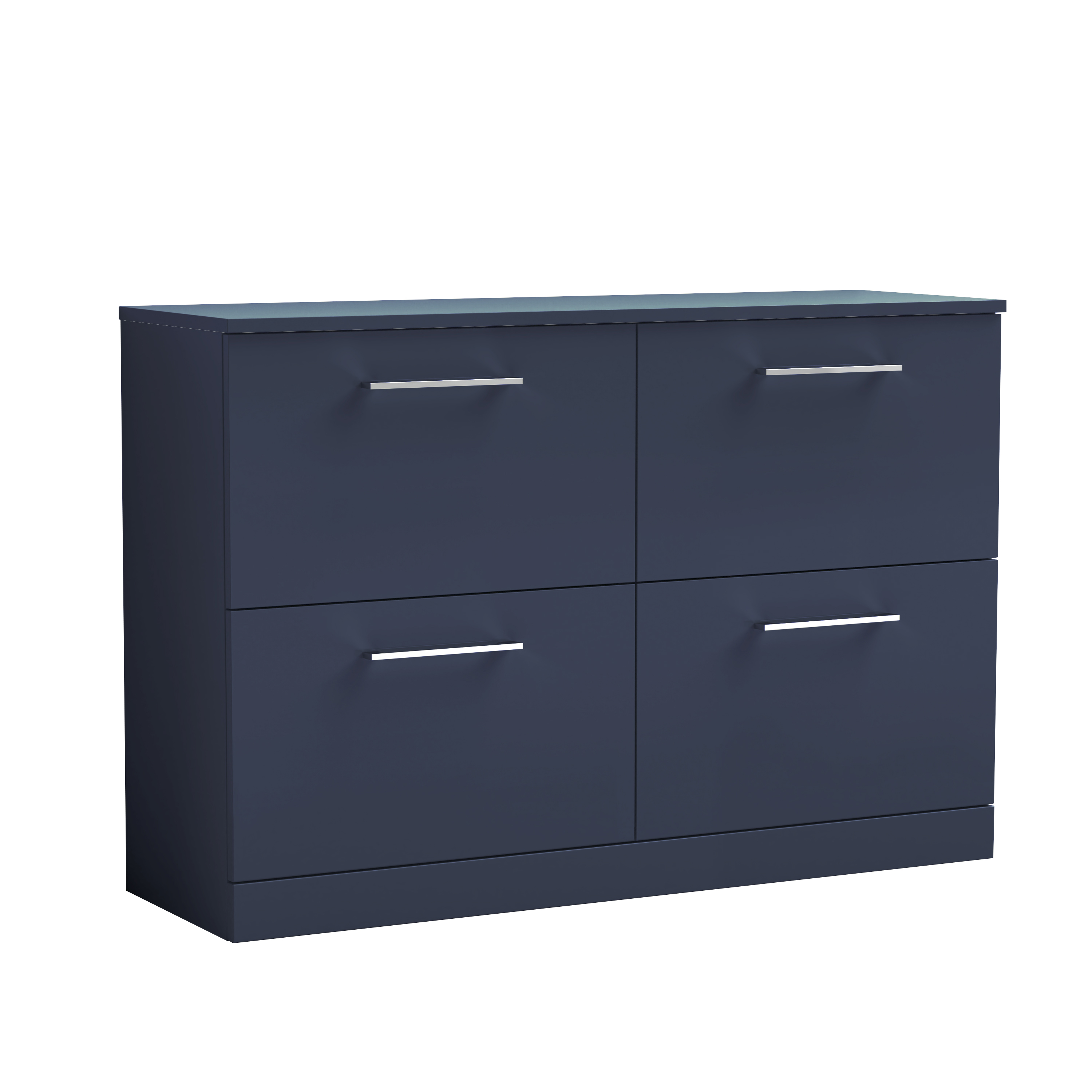 Nuie Arno Midnight Blue 1200mm Floor Standing 4 Drawer Vanity Unit and Worktop ARN2933W2