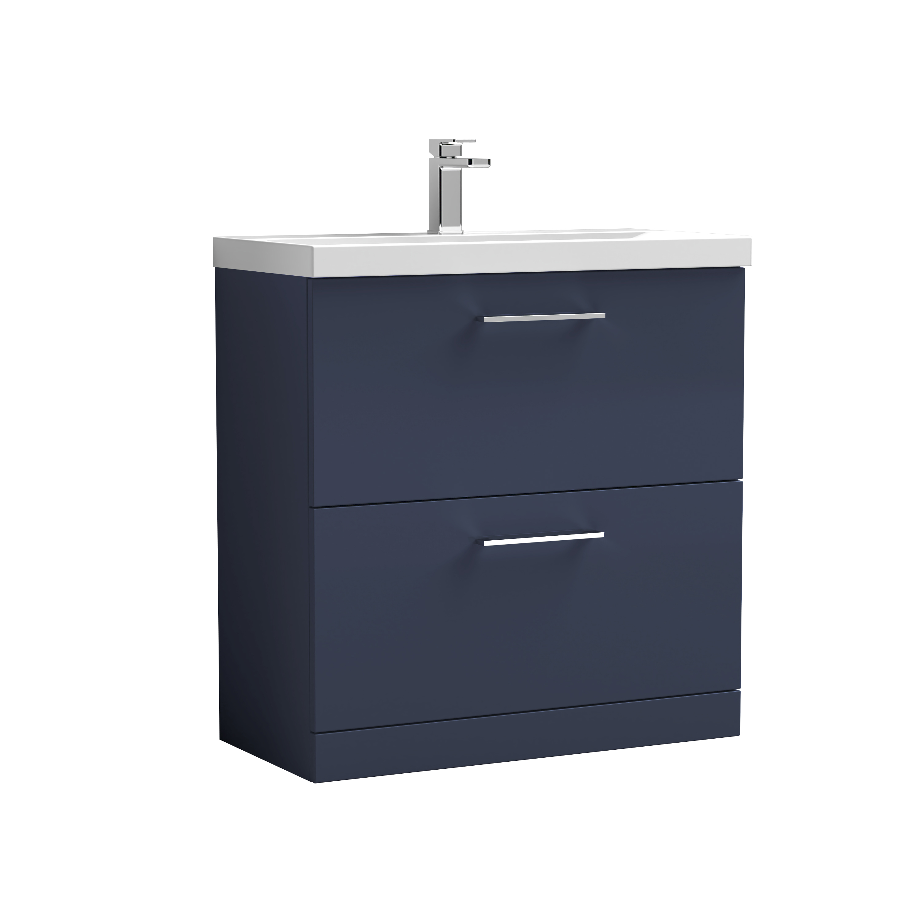 Nuie Arno Midnight Blue 800mm Floor Standing 2 Drawer Vanity Unit and Thin Edge Basin ARN2935D