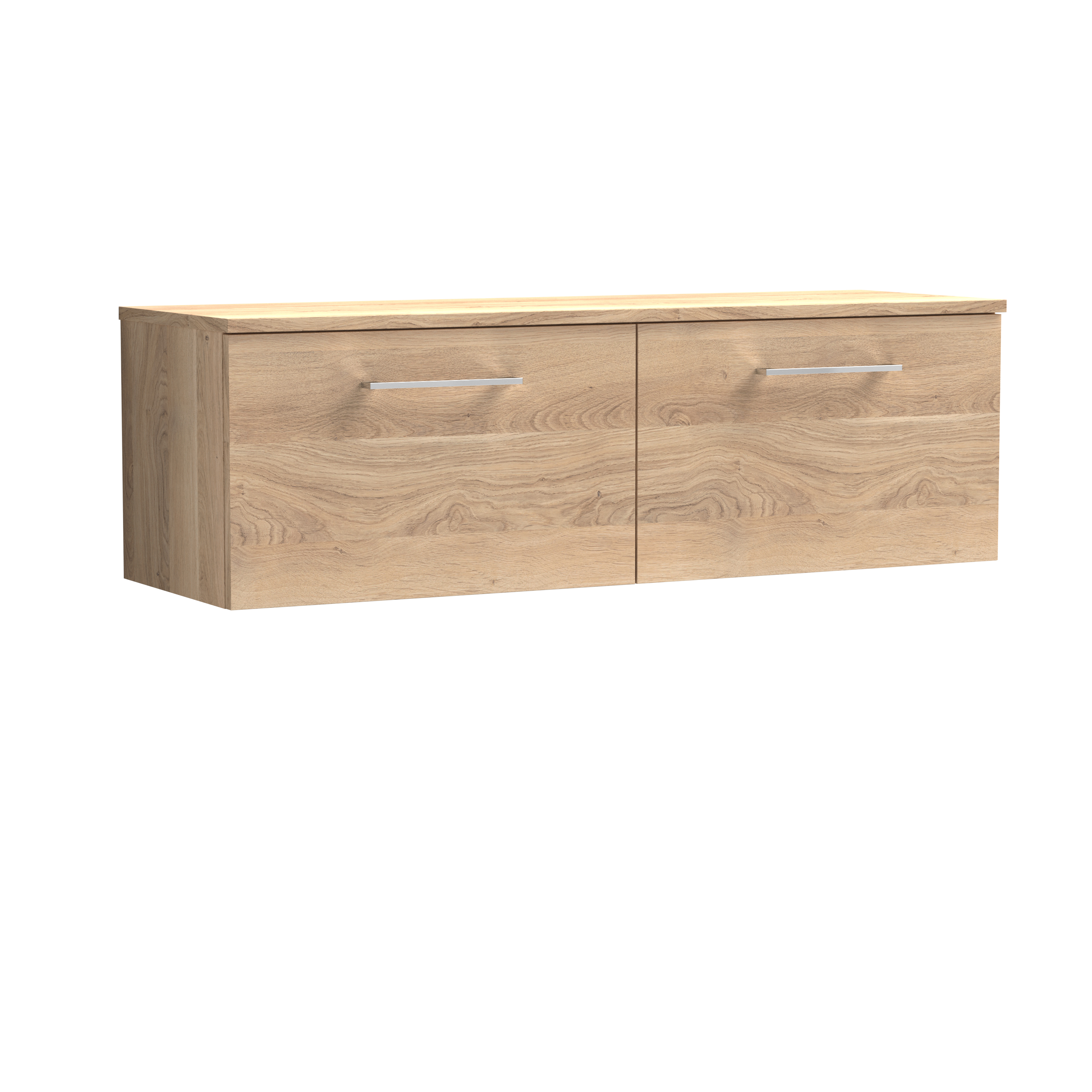 Nuie Arno Bleached Oak 1200mm Wall Hung 2 Drawer Vanity Unit and Worktop ARN3022W2