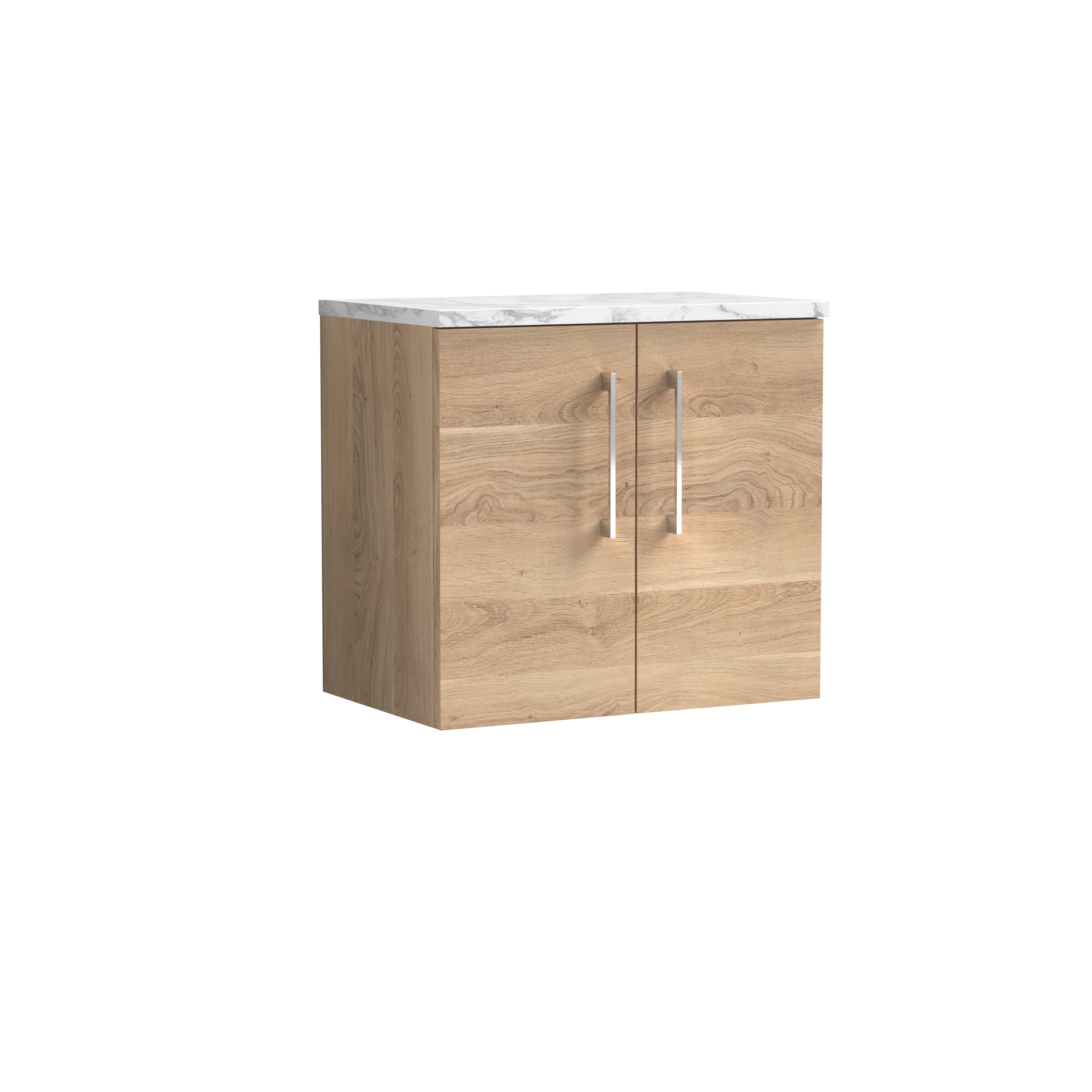 Nuie Arno Bleached Oak 600mm Wall Hung 2 Door Vanity Unit and Laminate Worktop ARN3023LCM