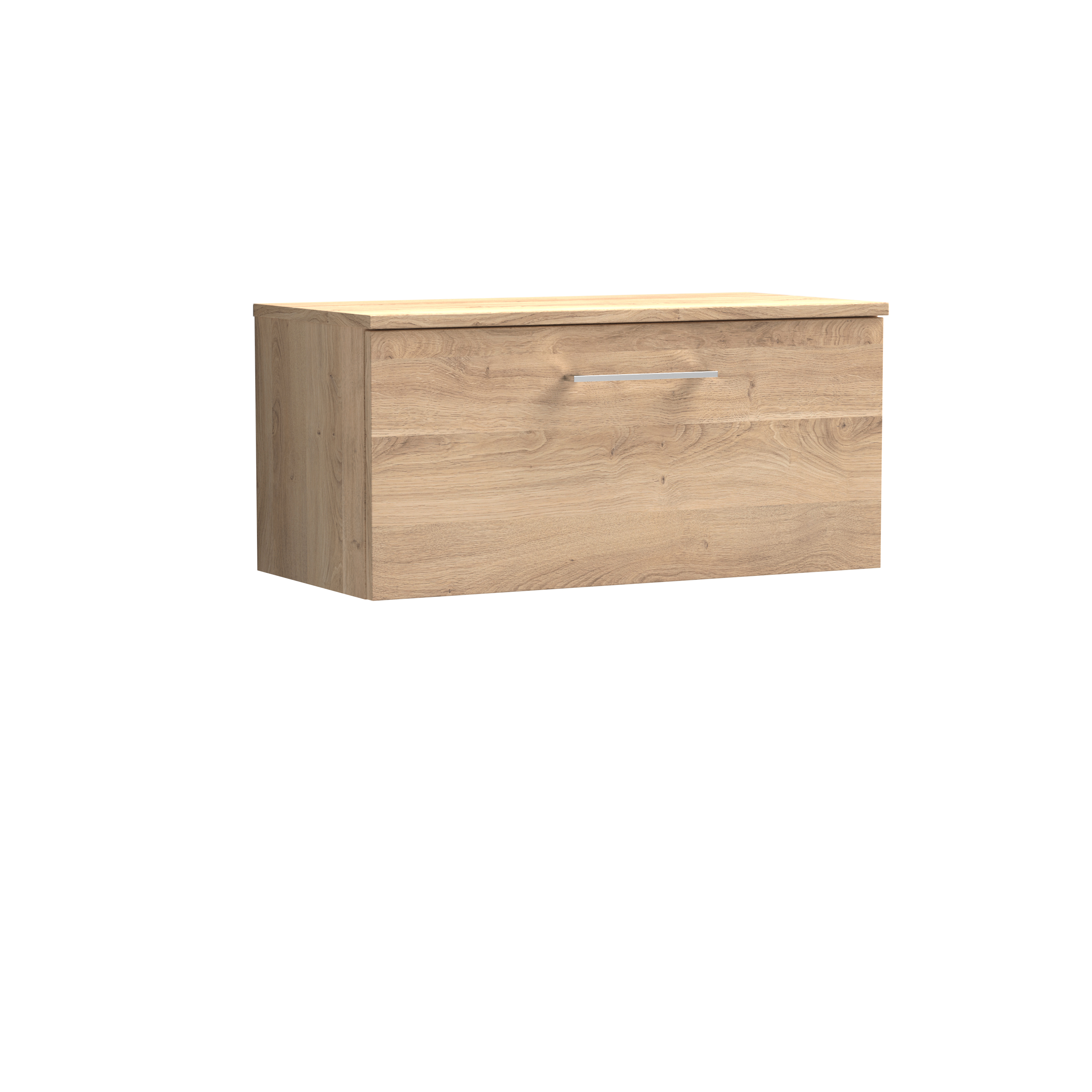 Nuie Arno Bleached Oak 800mm Wall Hung 1 Drawer Vanity Unit and Worktop ARN3025W