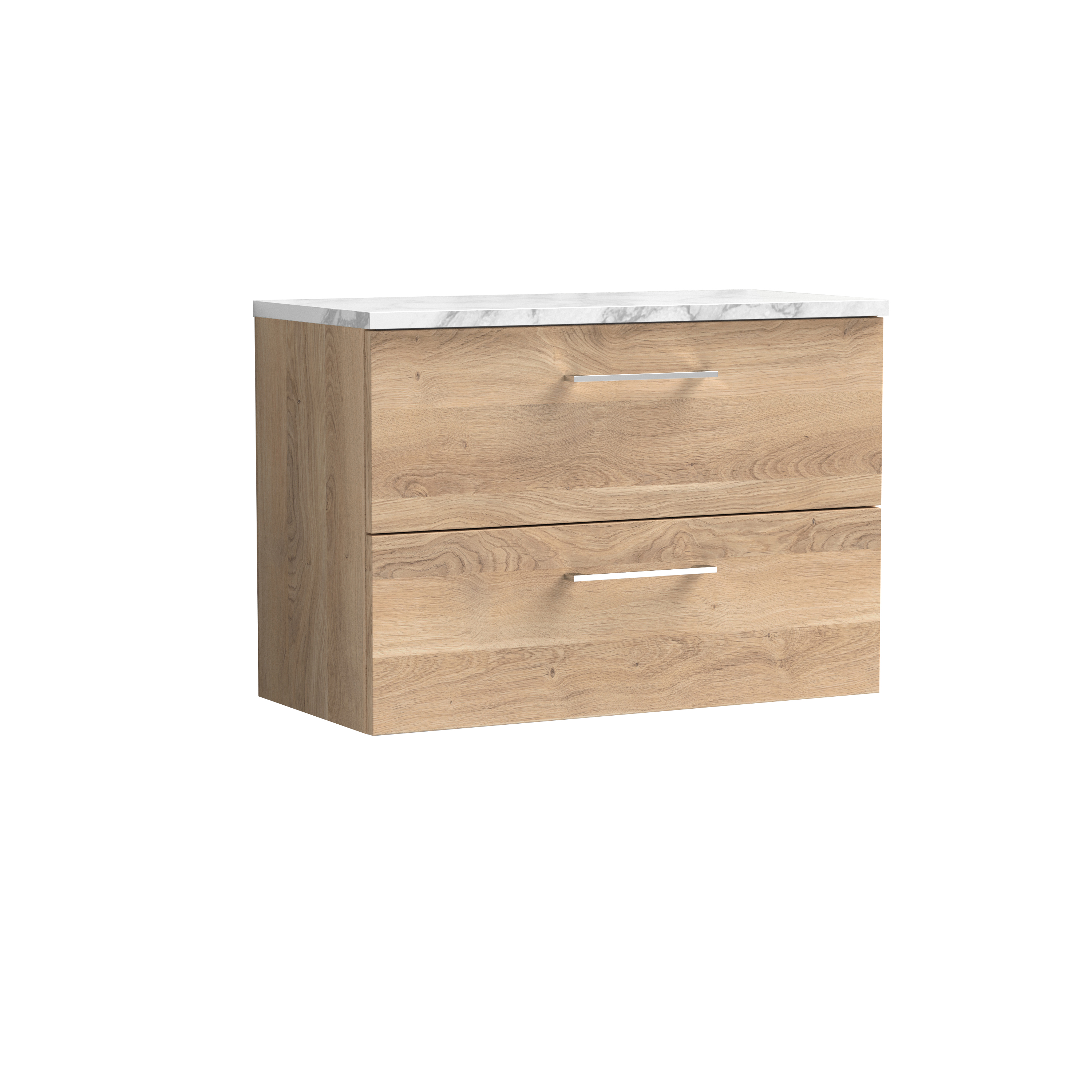 Nuie Arno Bleached Oak 800mm Wall Hung 2 Drawer Vanity Unit and Laminate Worktop ARN3026LCM