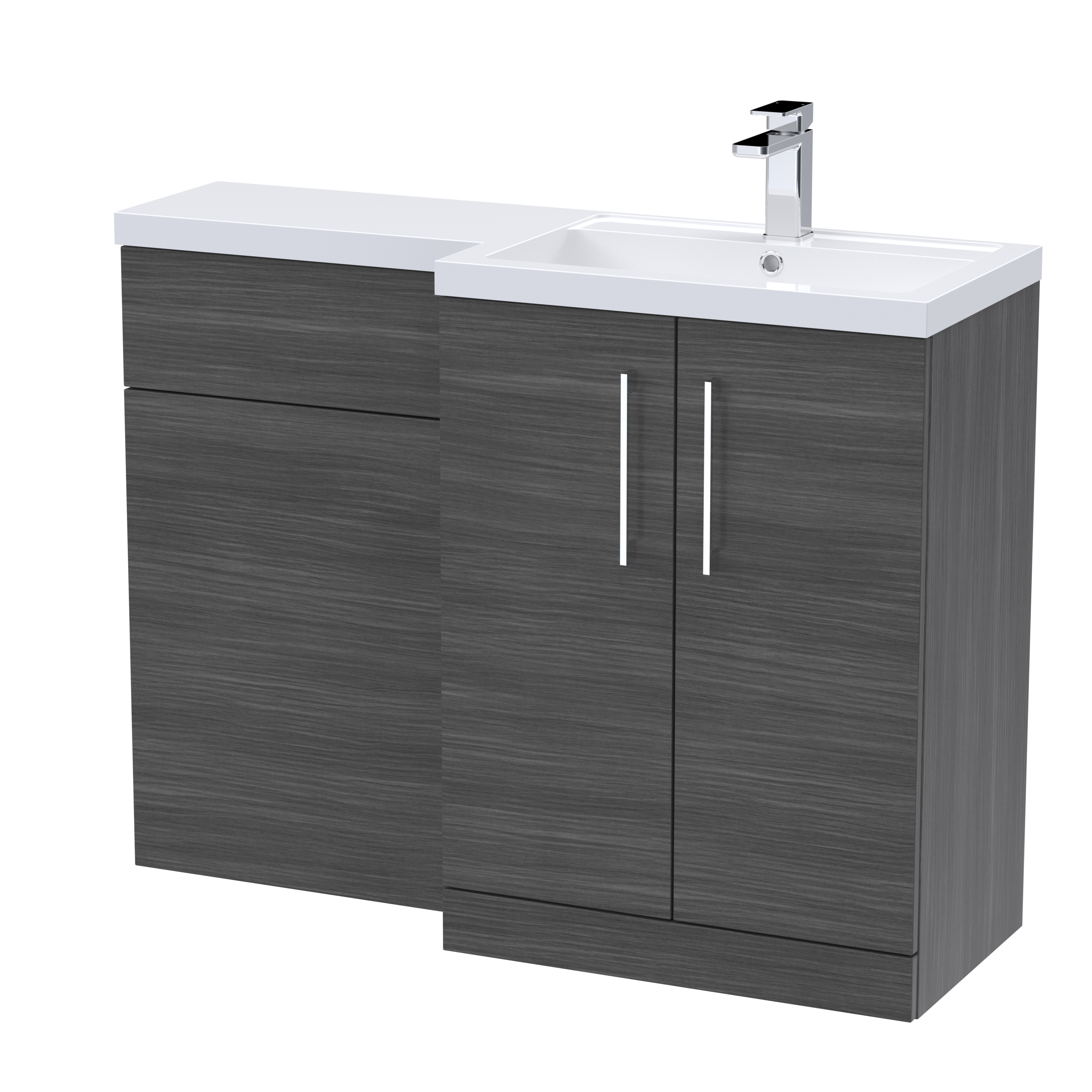 Nuie Arno Anthracite Woodgrain 1100mm Right Hand Vanity Unit Pack ARN511R