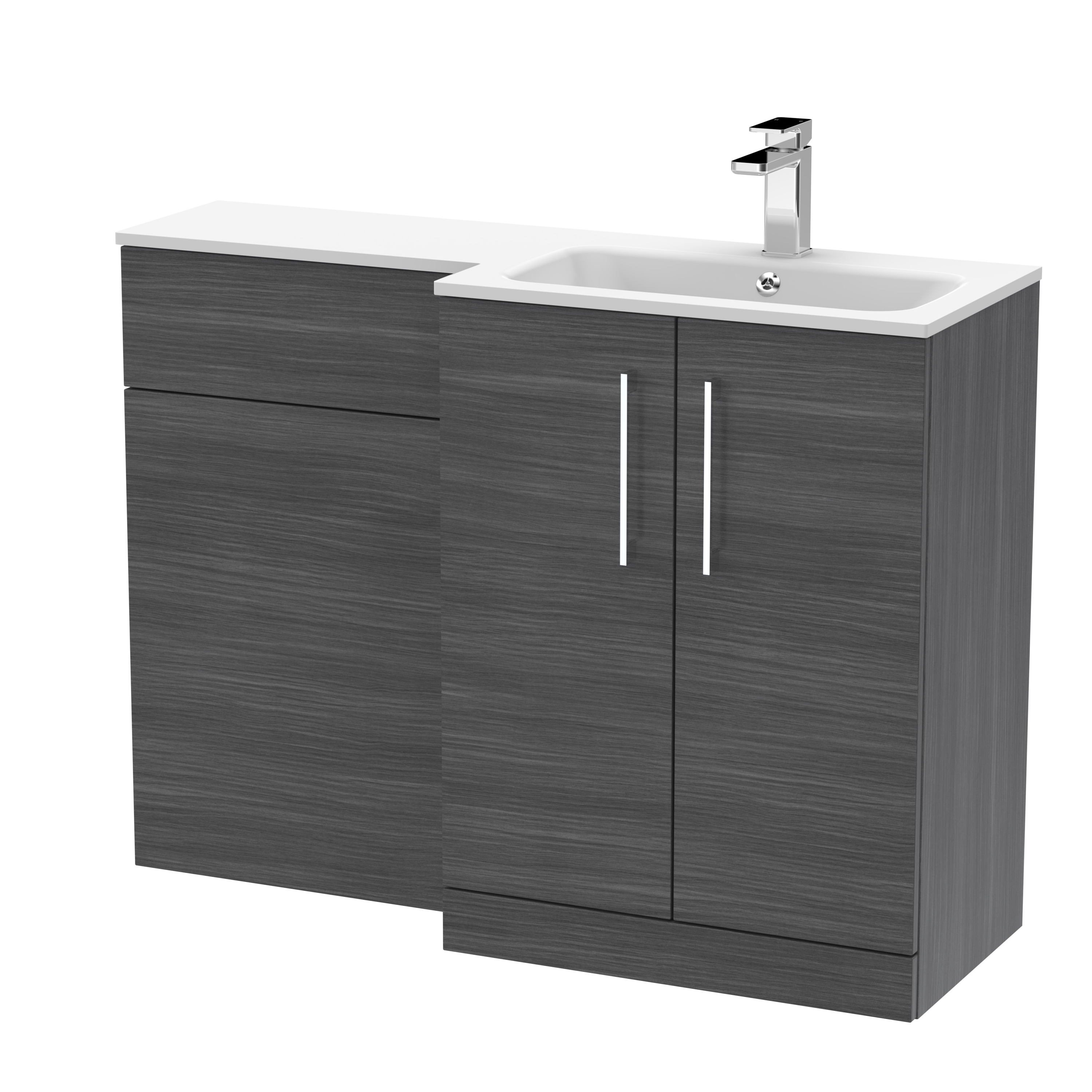 Nuie Arno Anthracite Woodgrain 1100mm Right Hand Vanity Unit Pack ARN512R