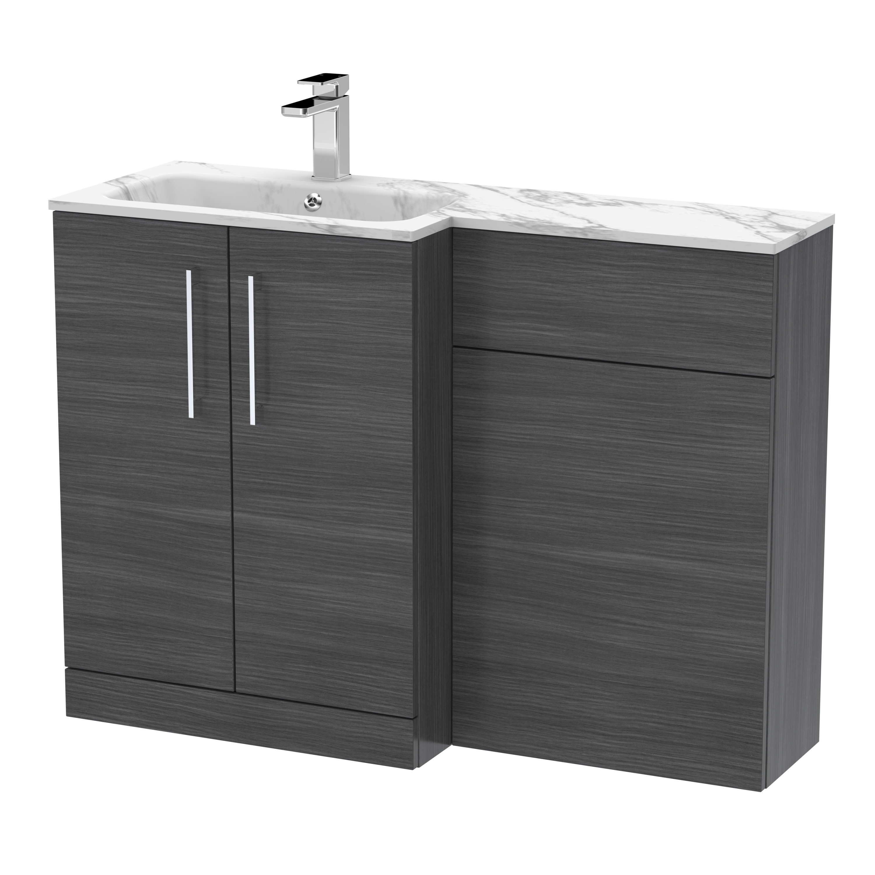 Nuie Arno Anthracite Woodgrain 1100mm Left Hand Vanity Unit Pack ARN513L