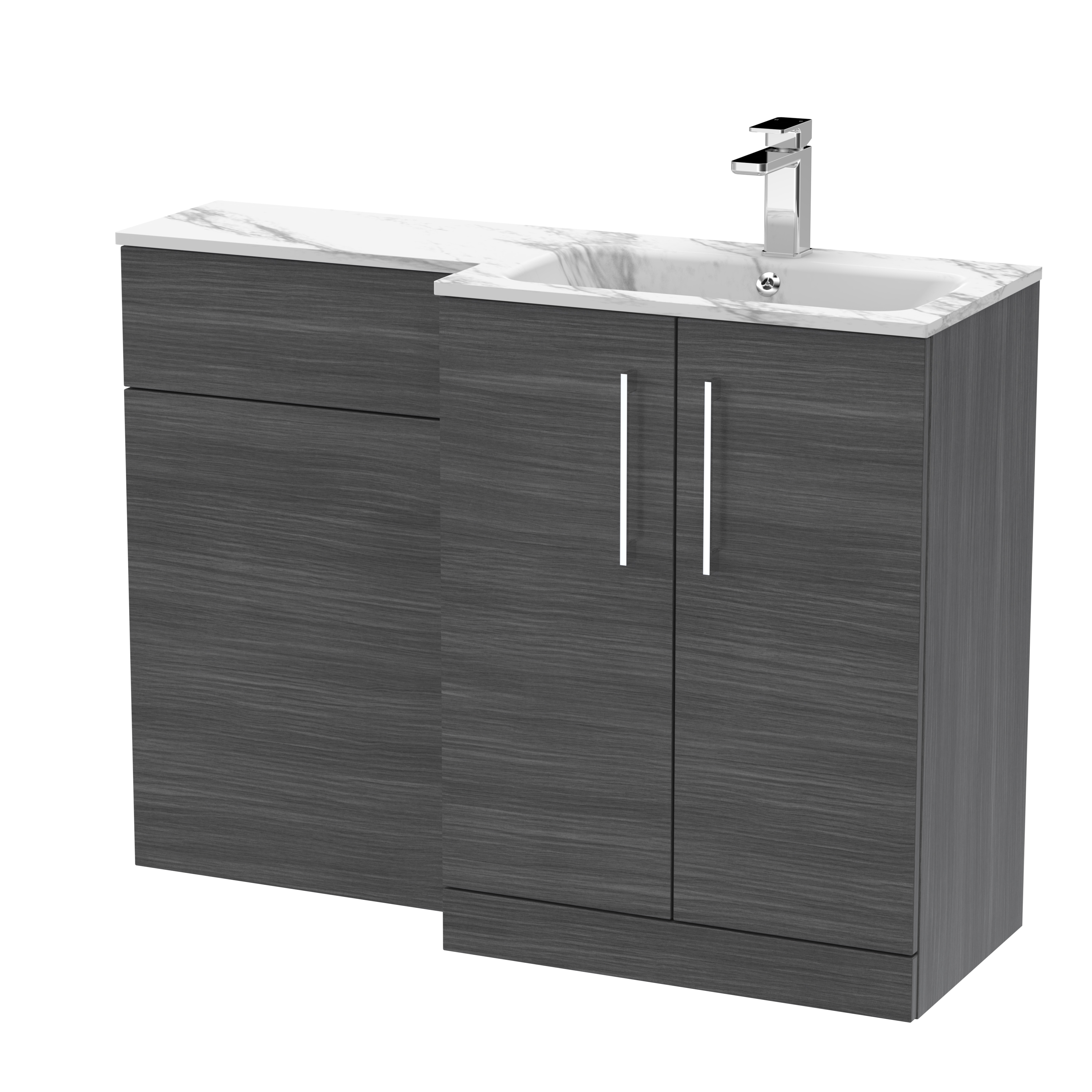 Nuie Arno Anthracite Woodgrain 1100mm Right Hand Vanity Unit Pack ARN513R