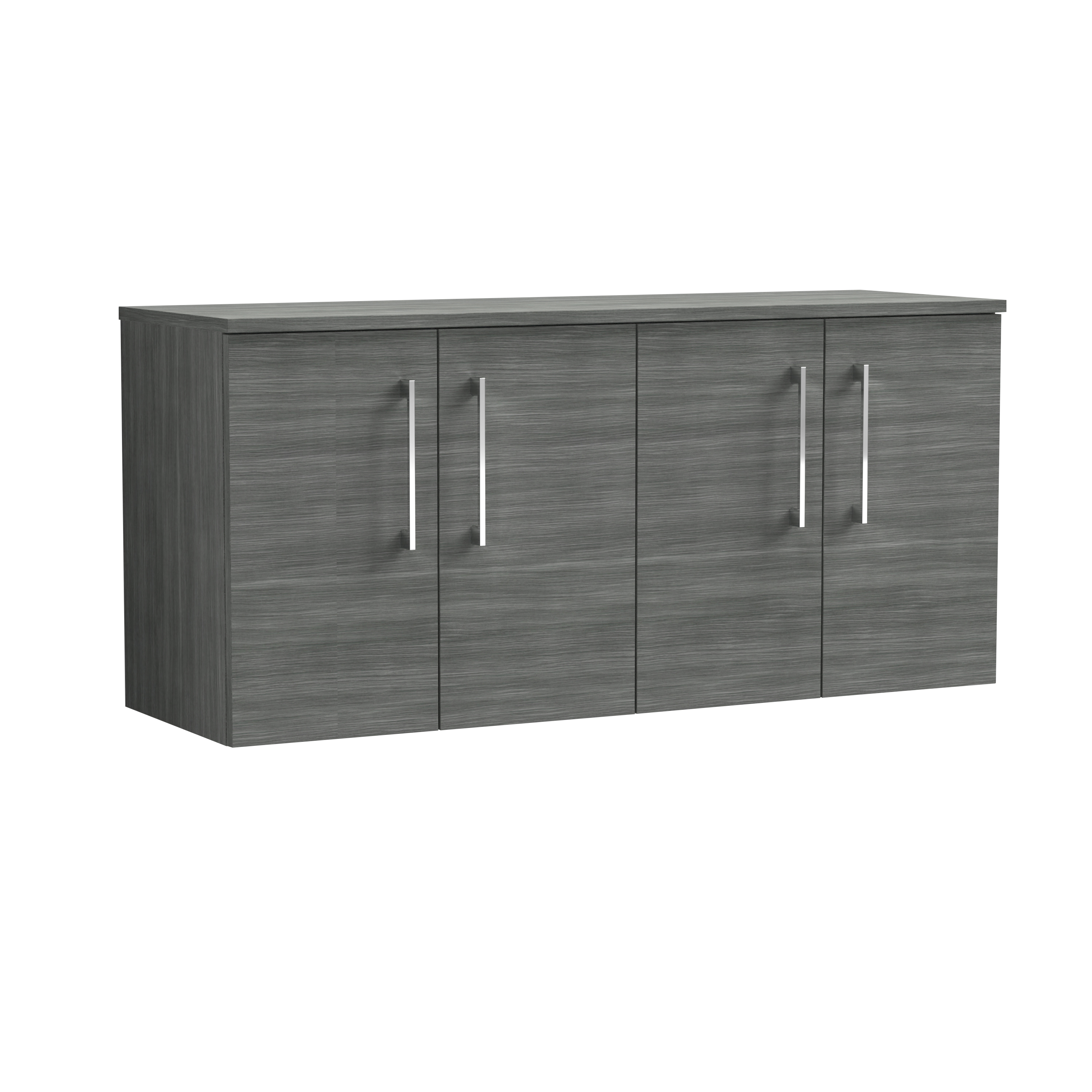Nuie Arno Anthracite Woodgrain 1200mm Wall Hung 4 Door Vanity Unit and Worktop ARN523W2
