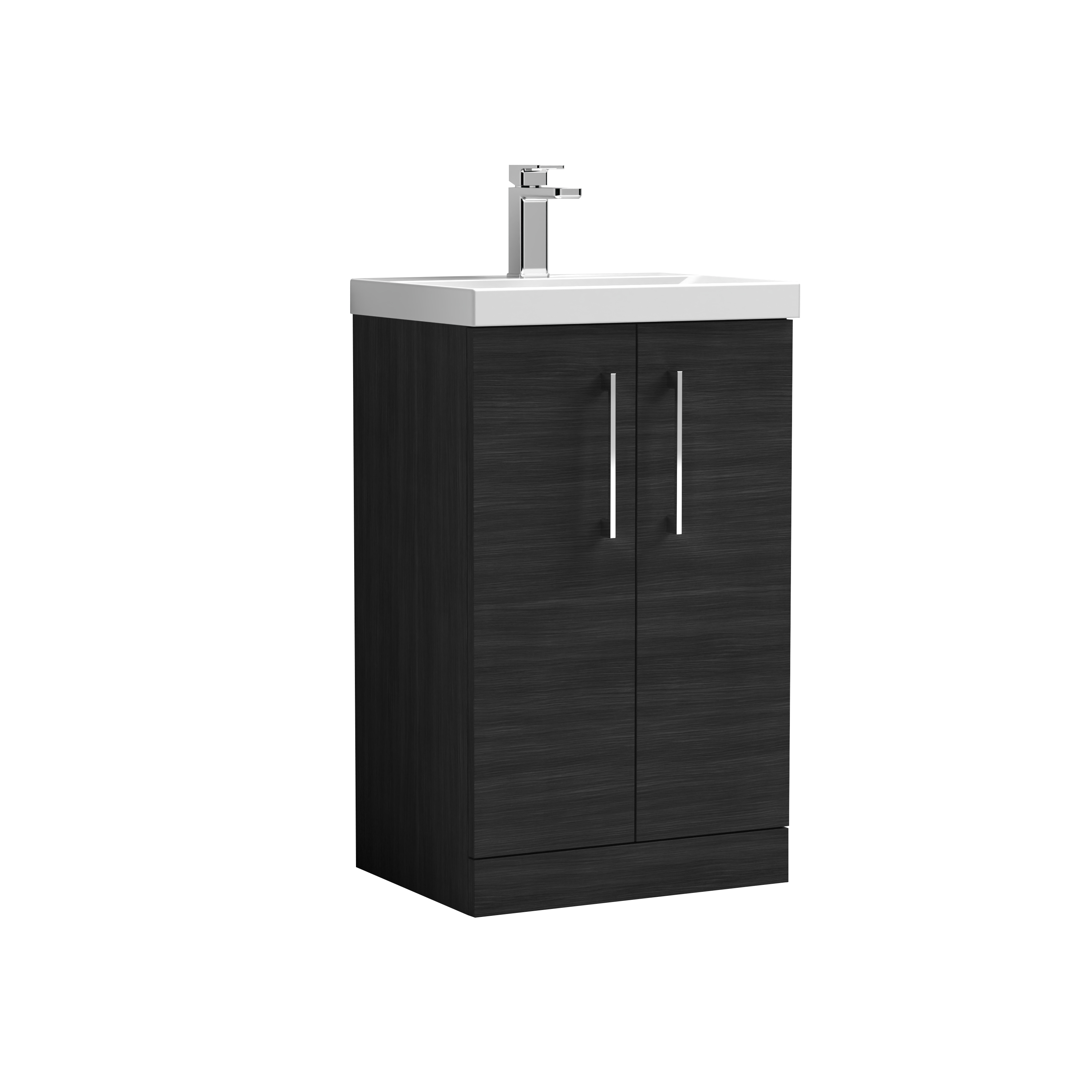 Nuie Arno Charcoal Black 500mm Floor Standing 2 Door Vanity Unit and Mid Edge Basin ARN601A