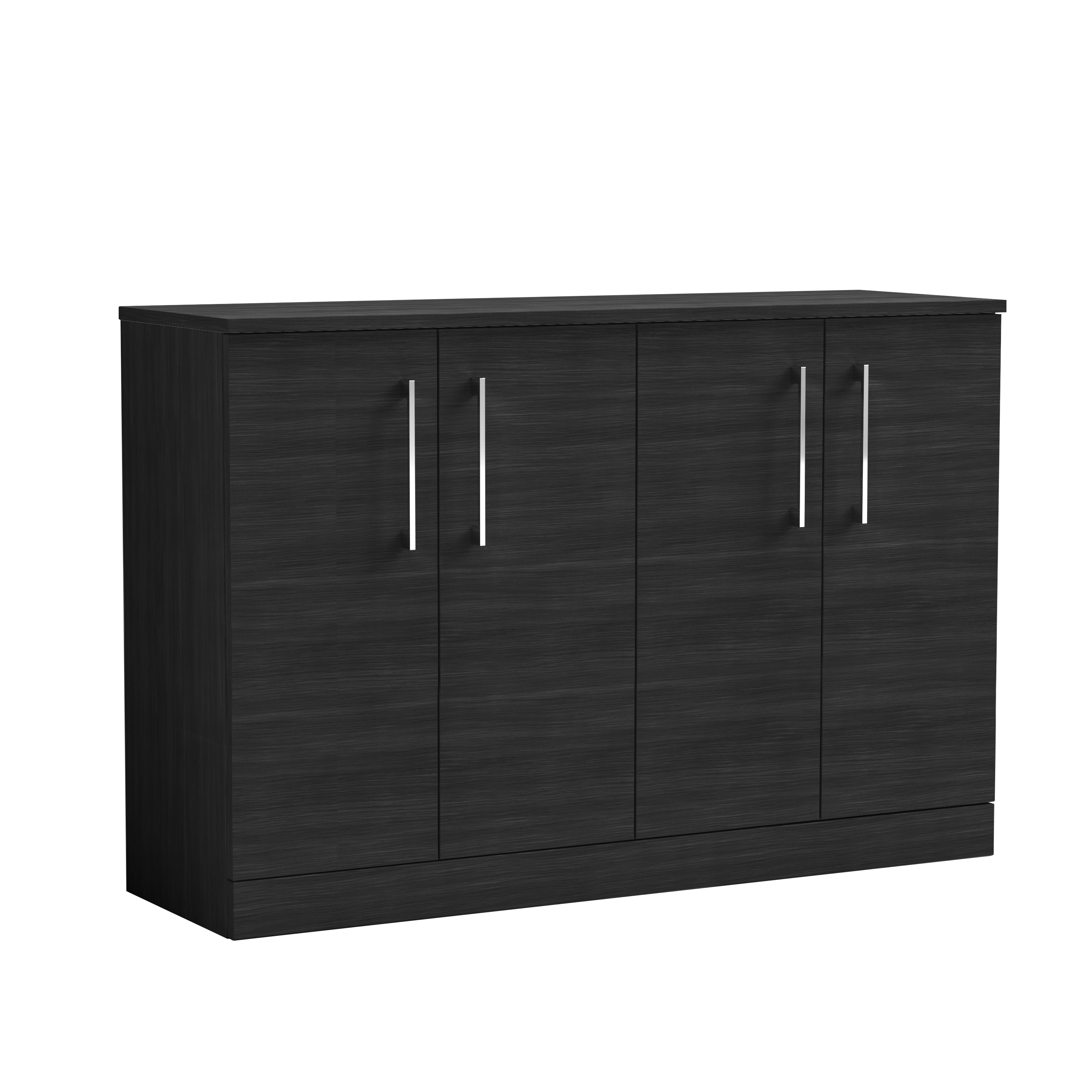Nuie Arno Charcoal Black 1200mm Floor Standing 4 Door Vanity Unit and Worktop ARN603W2