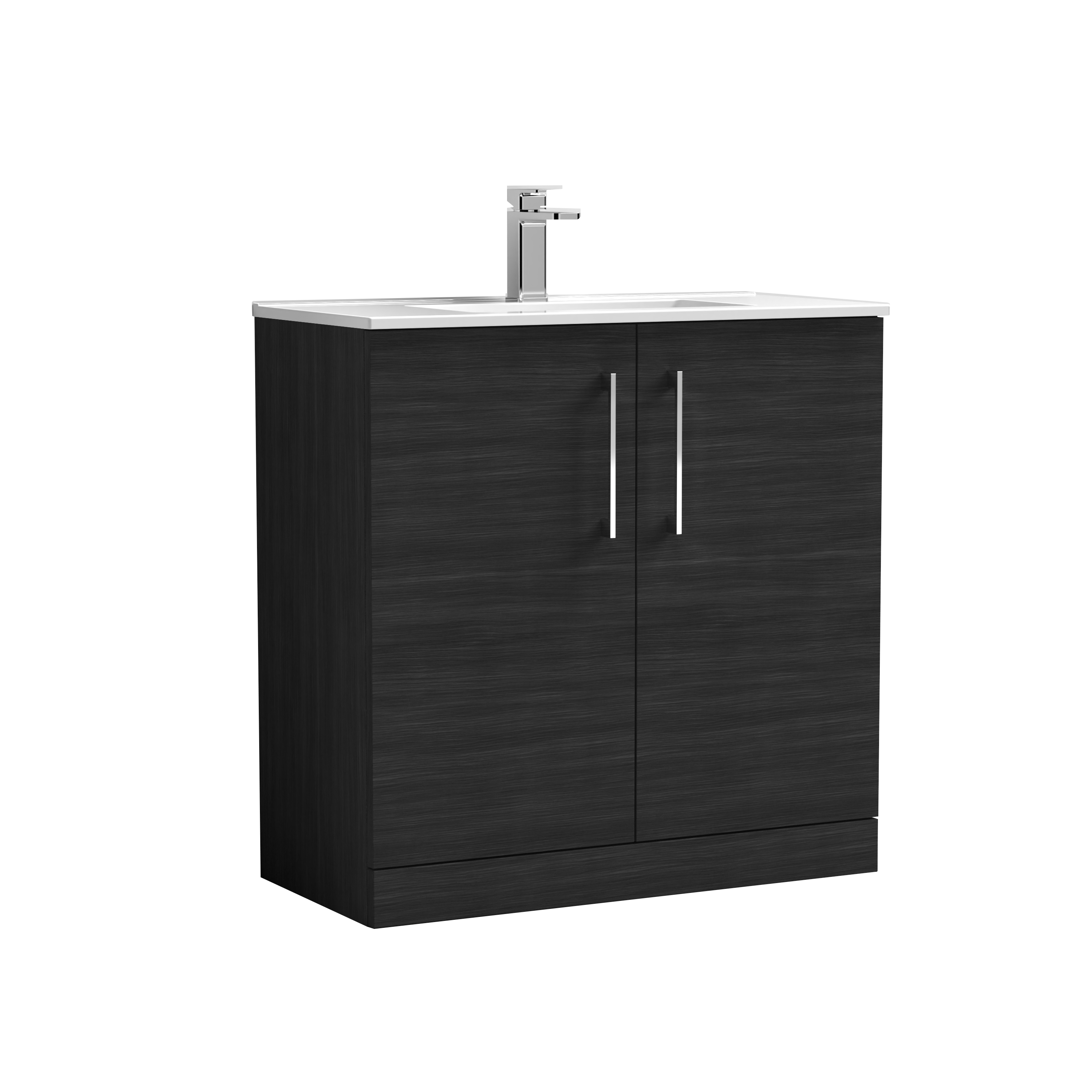 Nuie Arno Charcoal Black 800mm Floor Standing 2 Door Vanity Unit and Basin ARN605B