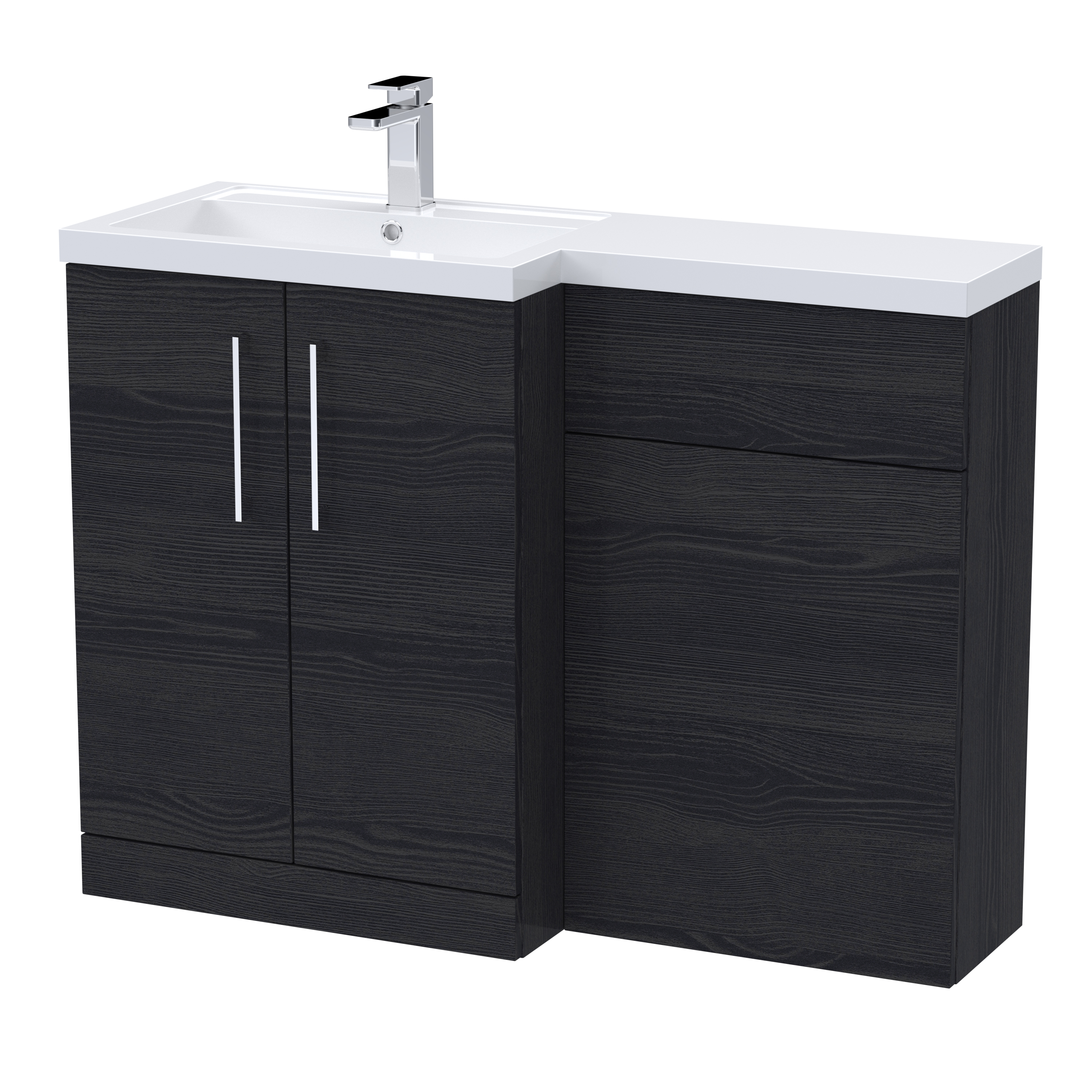 Nuie Arno Charcoal Black 1100mm Left Hand Vanity Unit Pack ARN611L