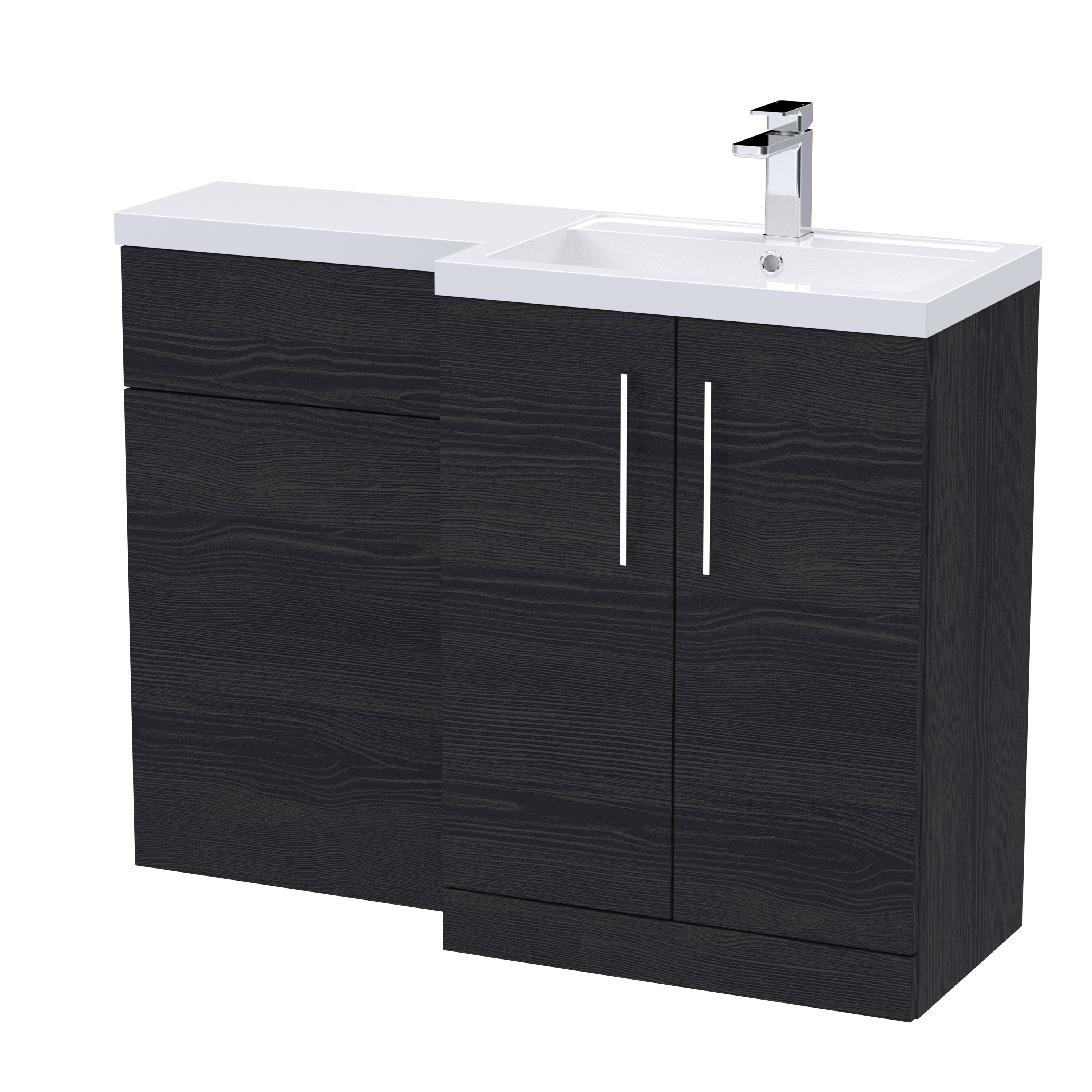 Nuie Arno Charcoal Black 1100mm Right Hand Vanity Unit Pack ARN611R
