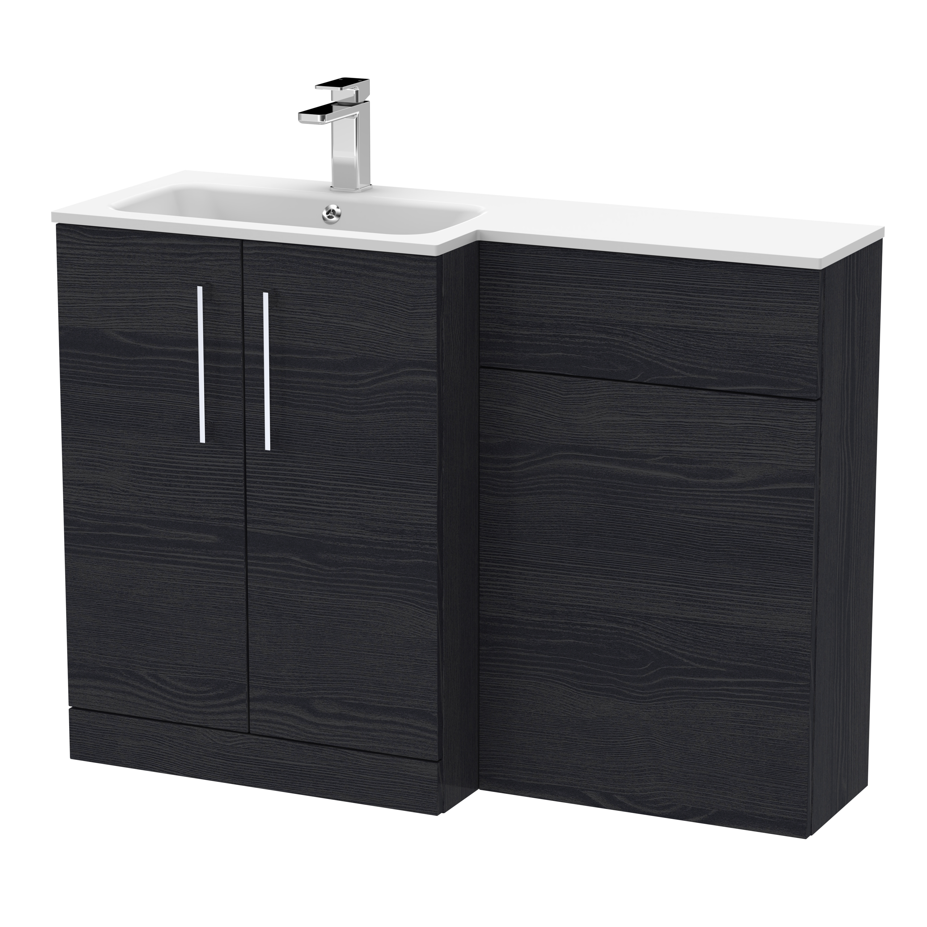 Nuie Arno Charcoal Black 1100mm Left Hand Vanity Unit Pack ARN612L