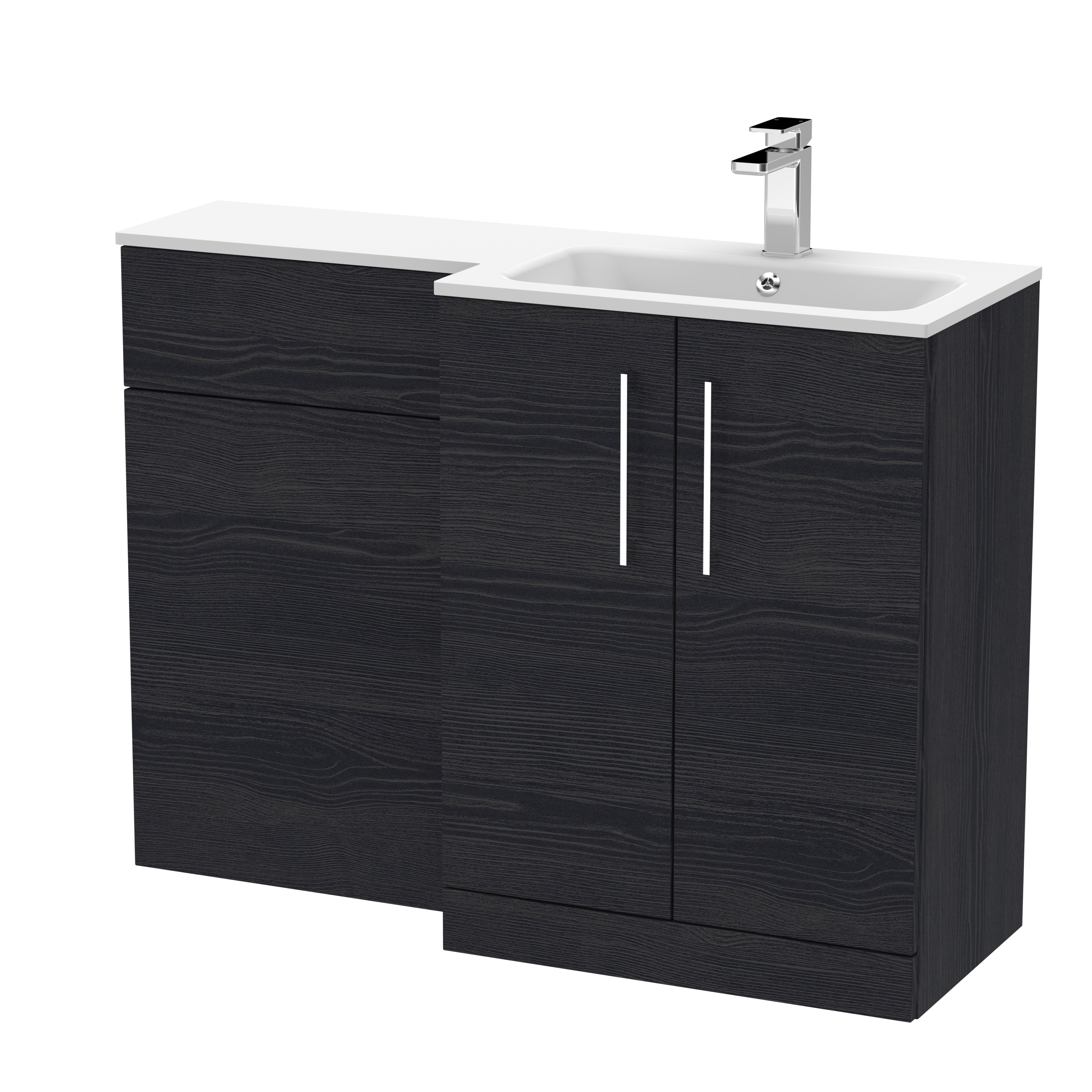 Nuie Arno Charcoal Black 1100mm Right Hand Vanity Unit Pack ARN612R